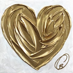 Gold Is A Feeling - Impasto Original Thick Metallic Textured Heart Painting