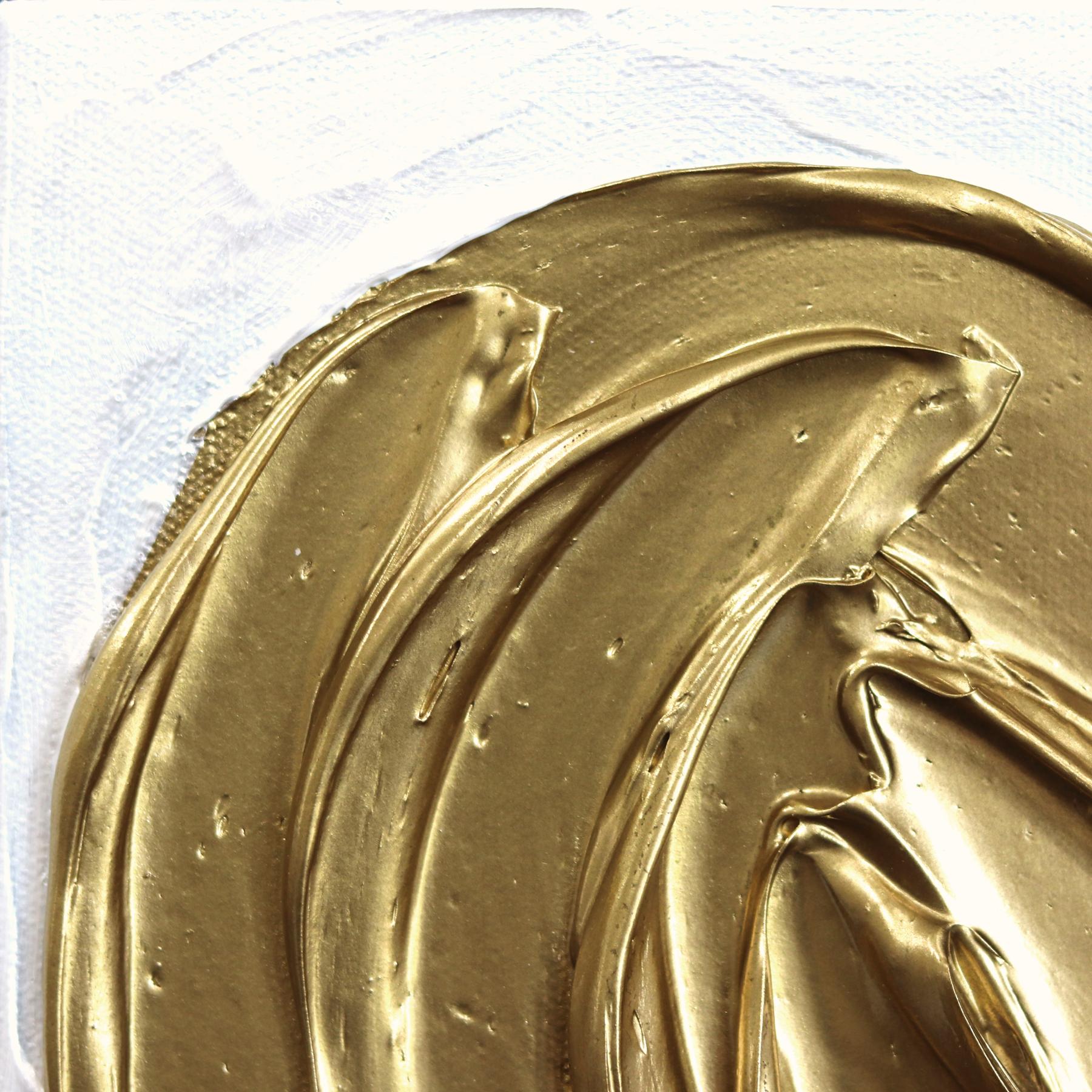 Gold Never Fades - Impasto Original Thick Paint Textured Heart Artwork on Canvas For Sale 2