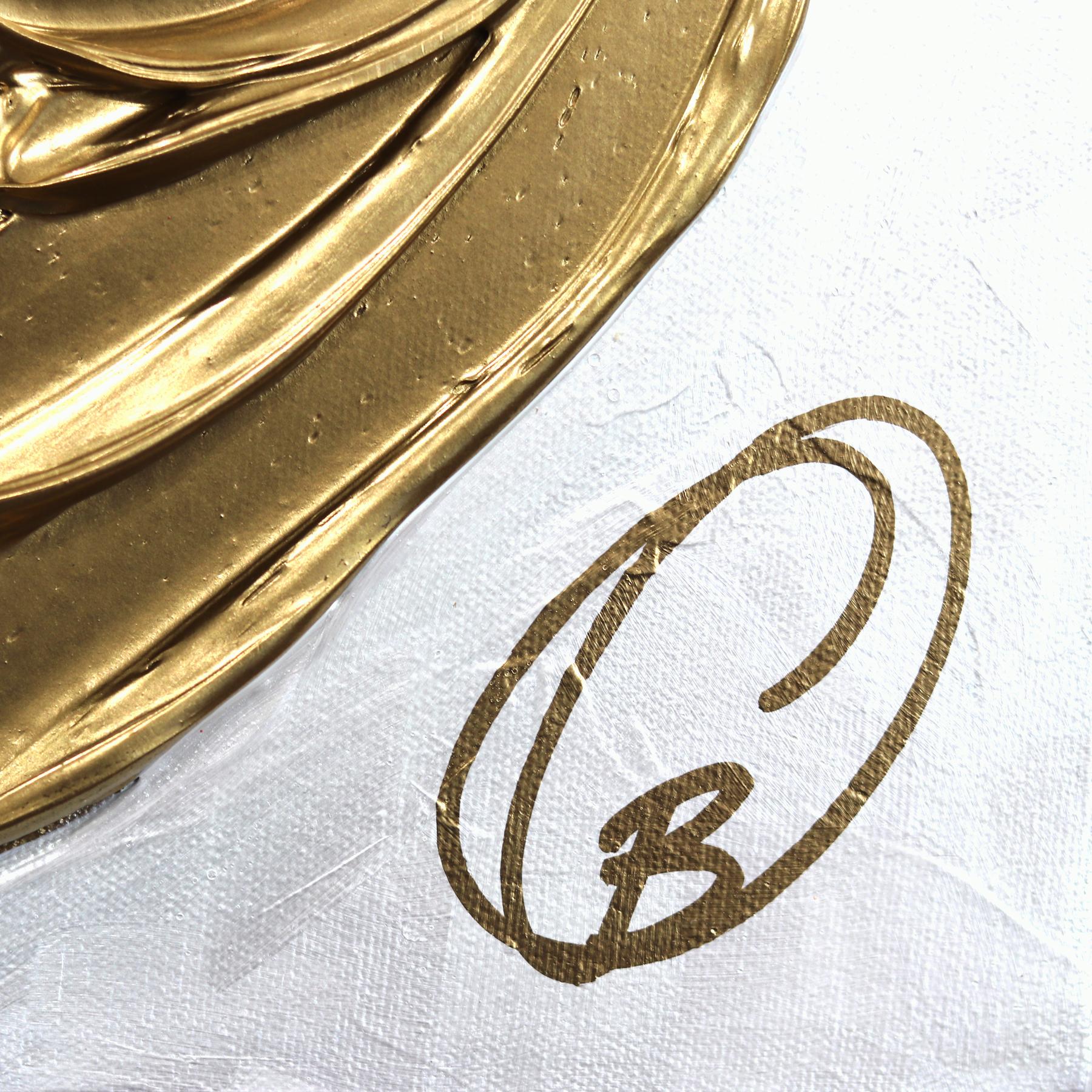 Gold Never Fades - Impasto Original Thick Paint Textured Heart Artwork on Canvas For Sale 7
