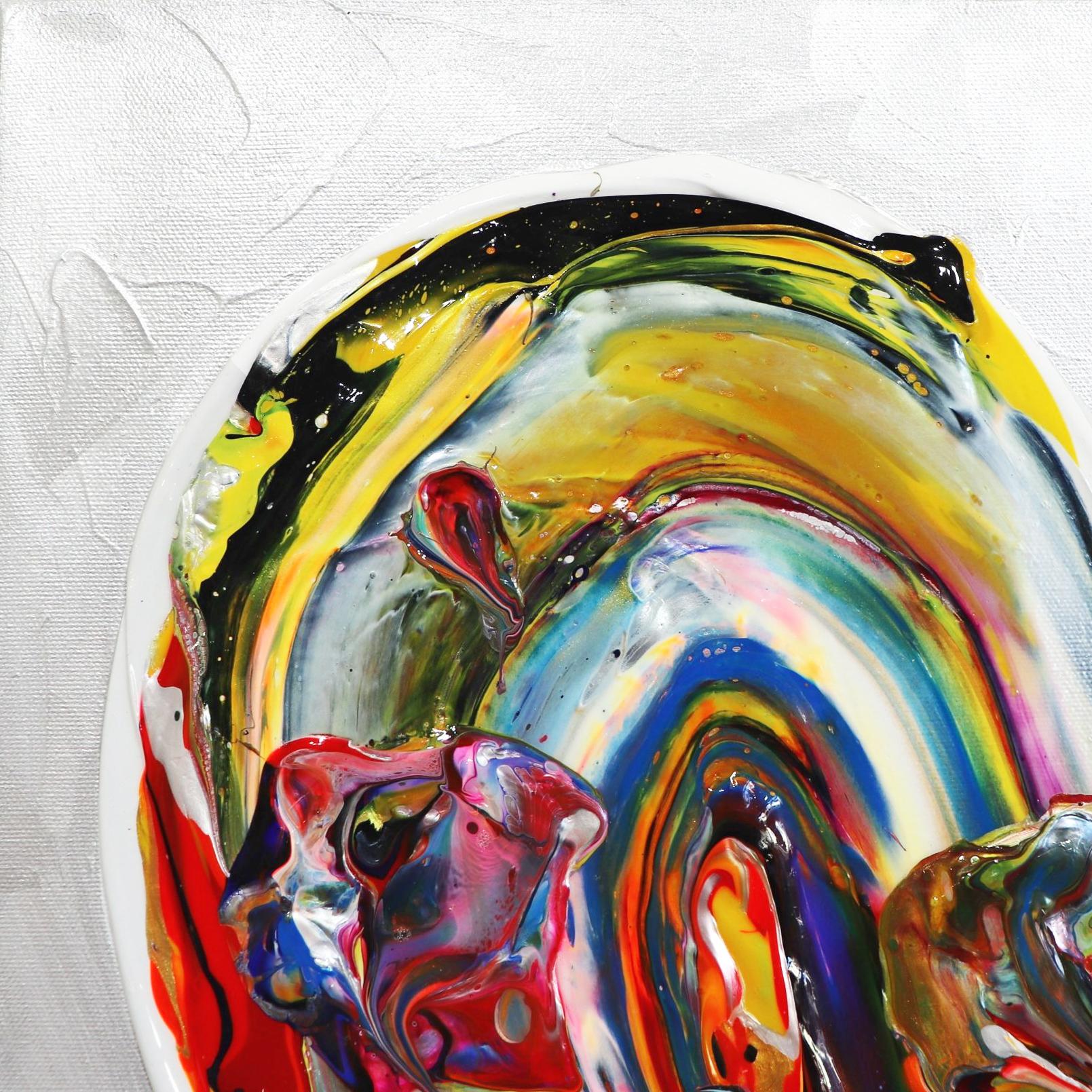 Good Vibes Forever - Colorful Textured Hearts - Original Love Expression - Contemporary Painting by Cynthia Coulombe Bégin