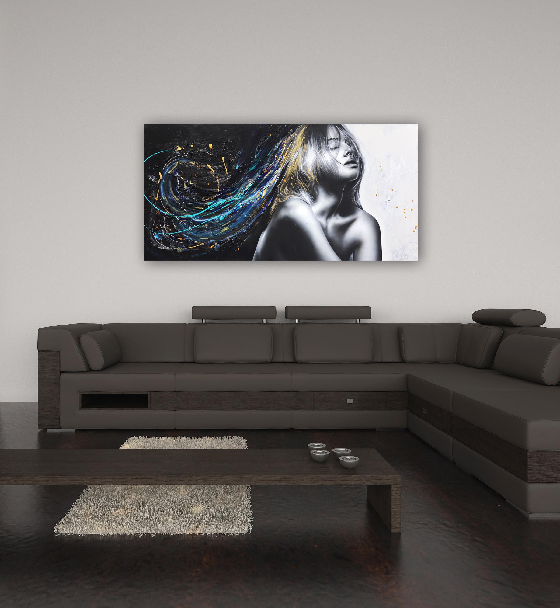 Imagina un mundo nuevo - Impasto Pintura Gruesa Arte Figurativo Original - Painting de Cynthia Coulombe Bégin