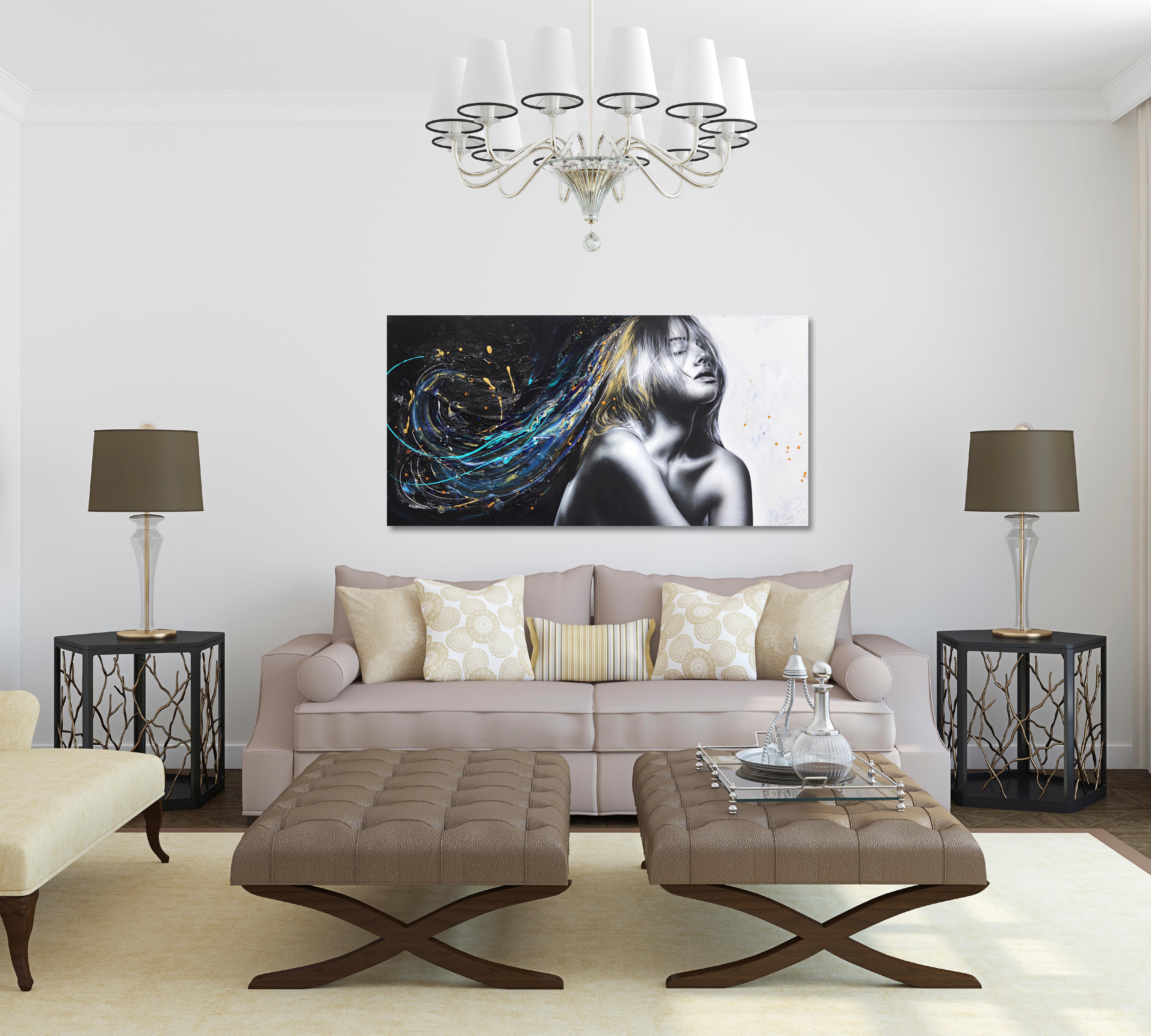 Imagina un mundo nuevo - Impasto Pintura Gruesa Arte Figurativo Original en venta 3