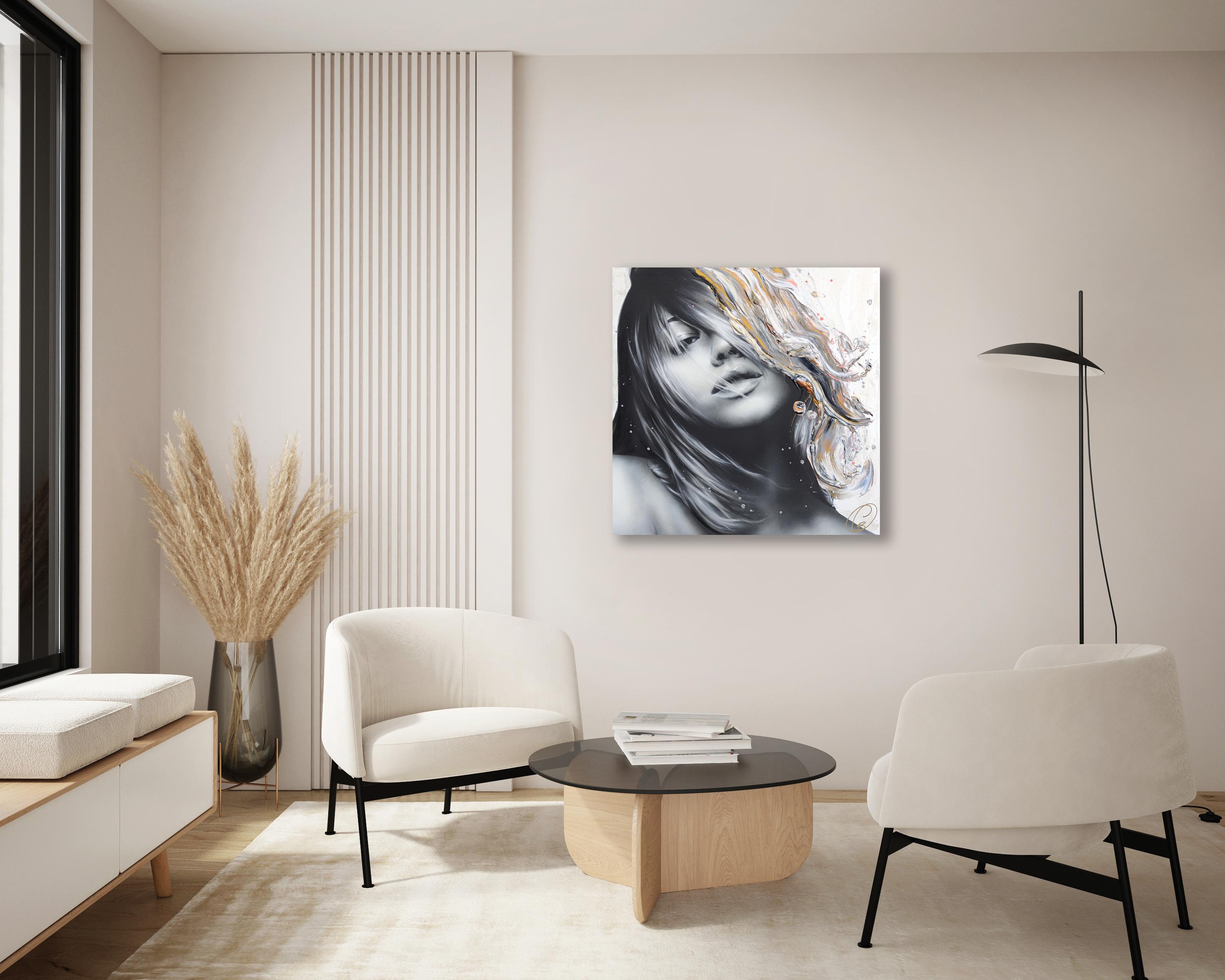 Imagina El Sueño - Impasto Pintura Gruesa Obra de Arte Original Retrato en venta 1