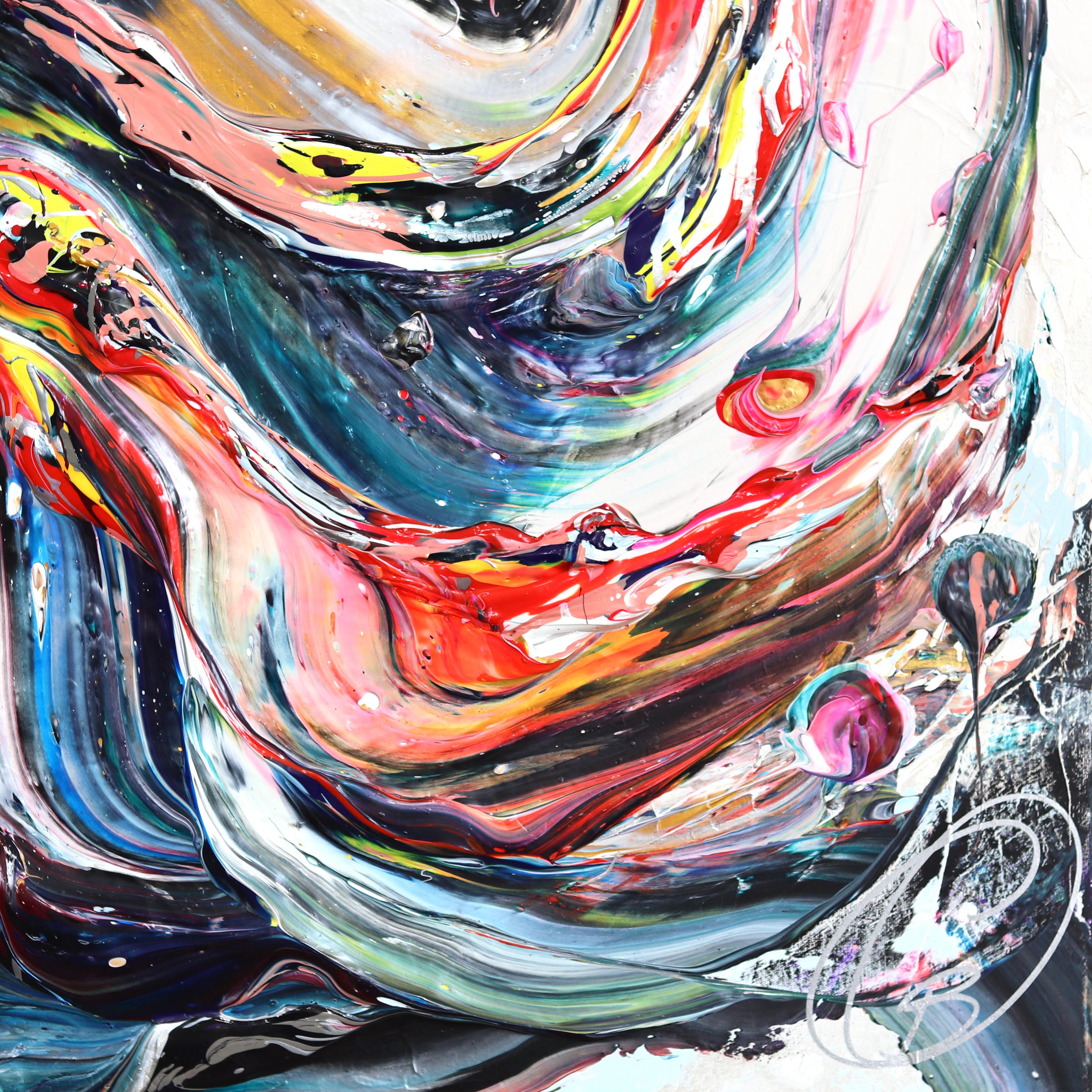 Imagine We Make It Happen - Impasto Pintura Gruesa Colorido Arte Figurativo Original - Painting Contemporáneo de Cynthia Coulombe Bégin