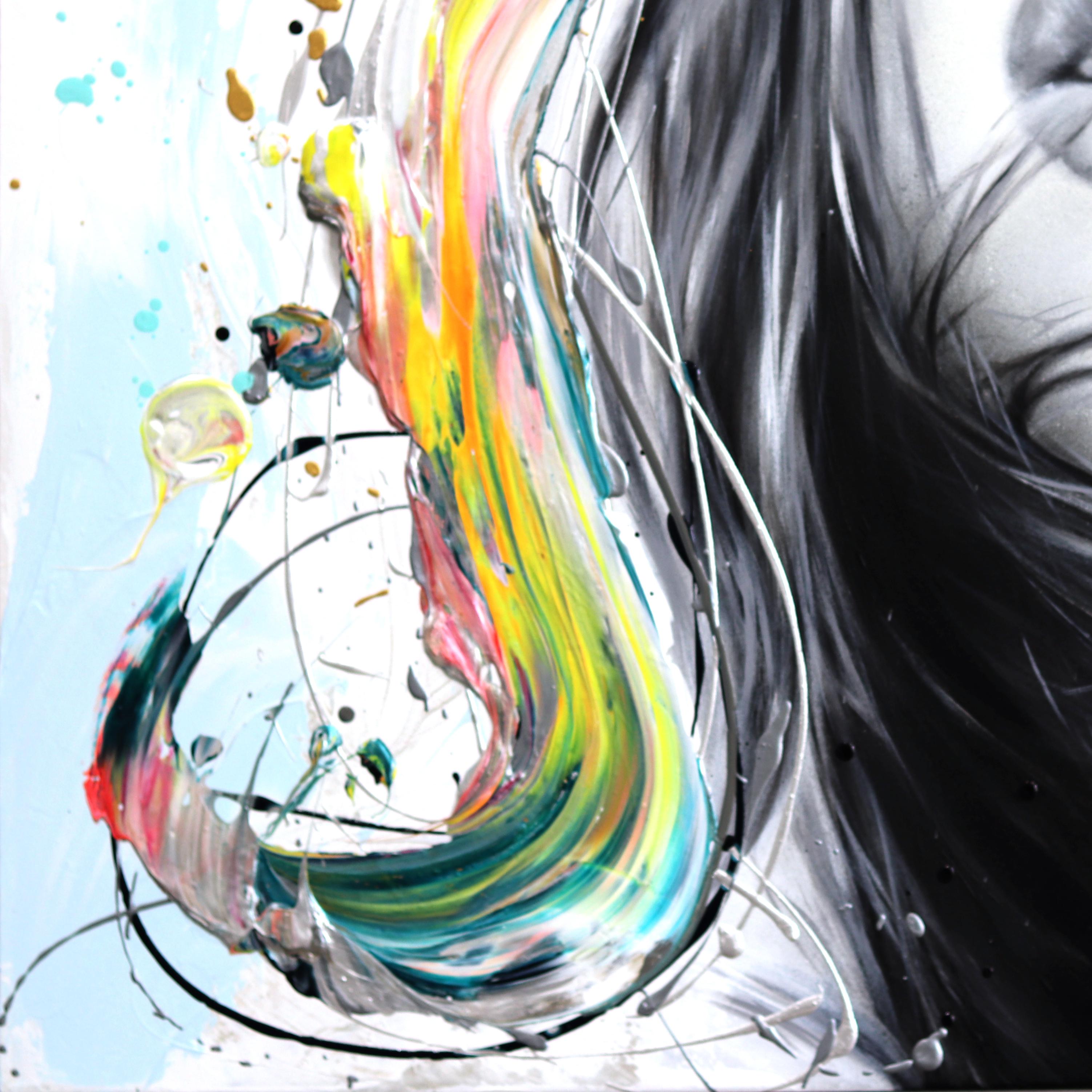 Imagine We Make It Happen - Impasto Pintura Gruesa Colorido Arte Figurativo Original en venta 3