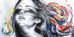 Imagine We Make It Happen - Impasto Thick Paint Colorful Original Figurative Art