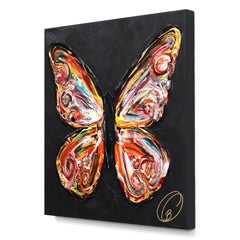 Le Guide - Impasto Thick Paint Original Colorful Butterfly Art