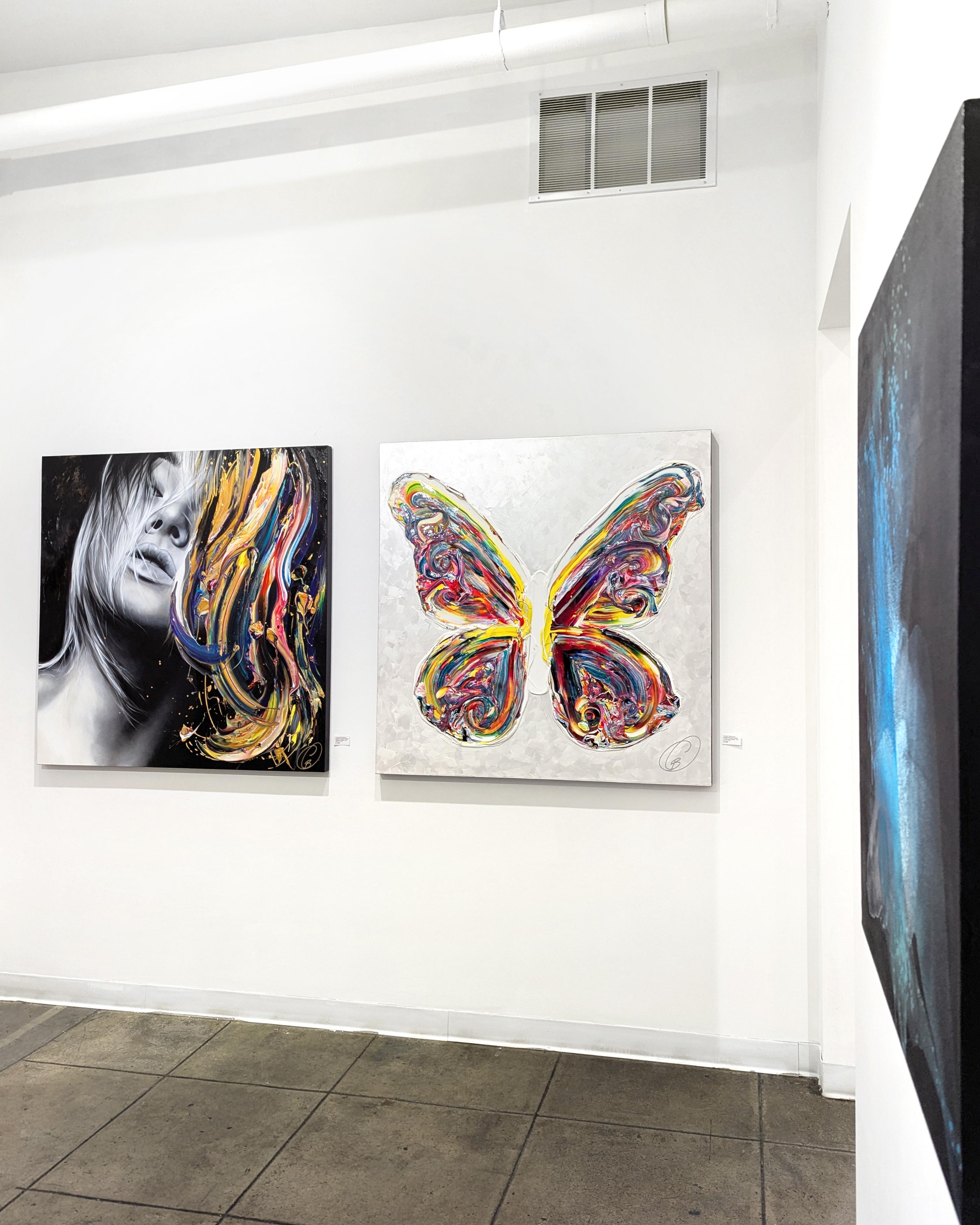 Le Nouveau Chemin - Impasto Thick Paint Original Butterfly Artwork For Sale 3