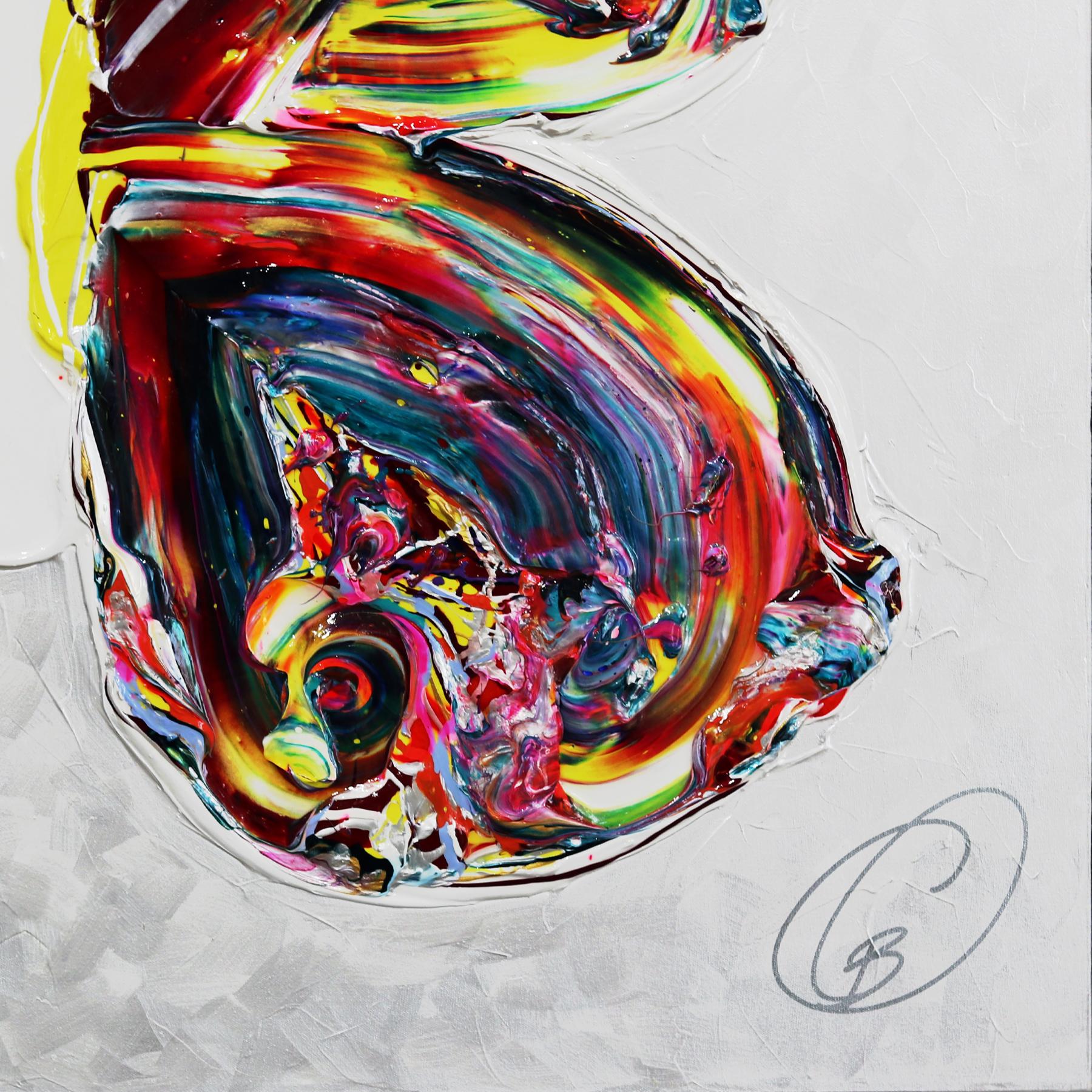 Le Nouveau Chemin - Impasto a vernice spessa, opera d'arte originale a forma di farfalla in vendita 1