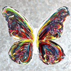 Le Nouveau Chemin - Impasto Thick Paint Original Butterfly Artwork