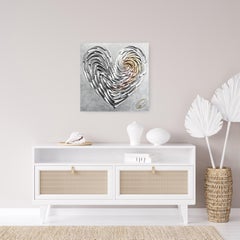 L'Incroyable Coeur D'Amour - Impasto Pintura Gruesa Obra de Arte Original Corazón de Plata