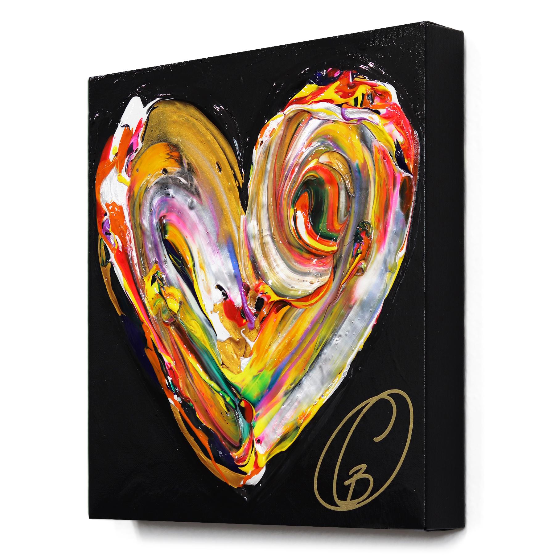 Lucky To Love You - Impasto Pintura Gruesa Obra de Arte Original - Figurative Painting Negro de Cynthia Coulombe Bégin