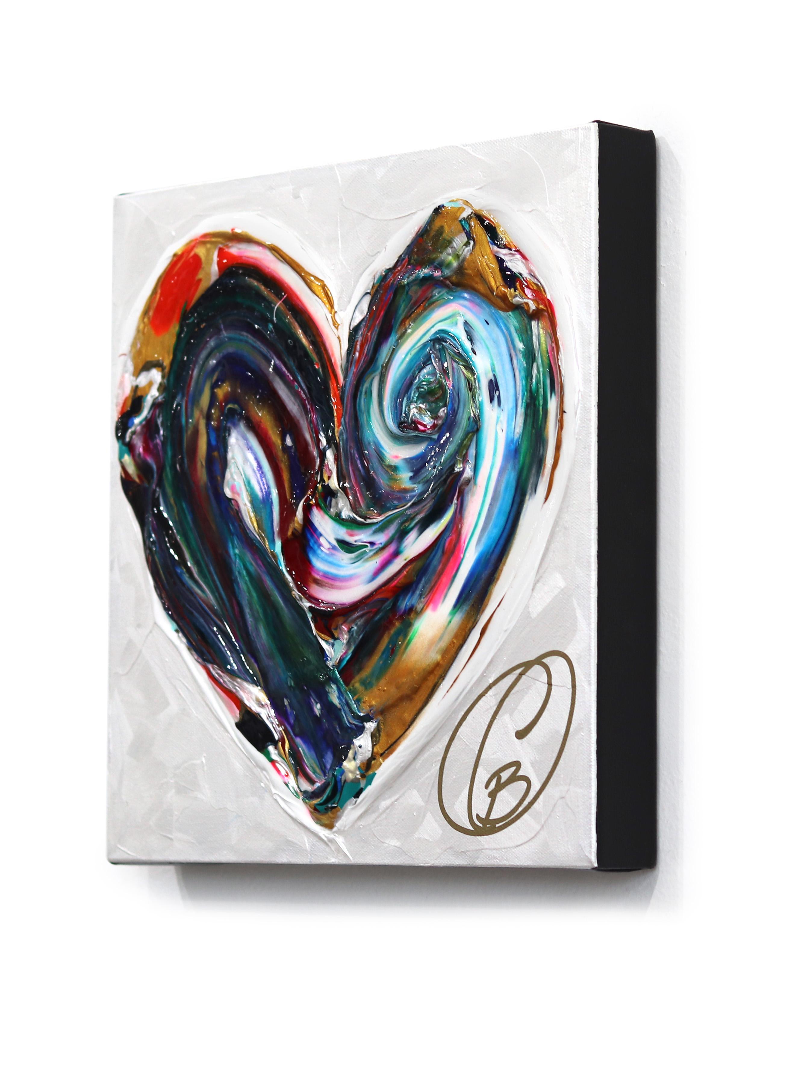 Mi Amor Hermoso - Impasto Pintura Gruesa Obra de Arte Original Corazón - Abstract Painting Gris de Cynthia Coulombe Bégin