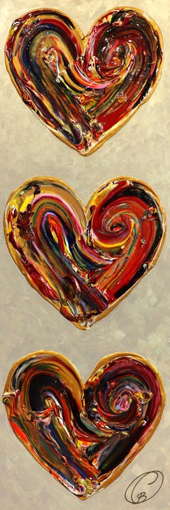 Passionate Lovers - Gold Impasto Thick Paint Original Artwork