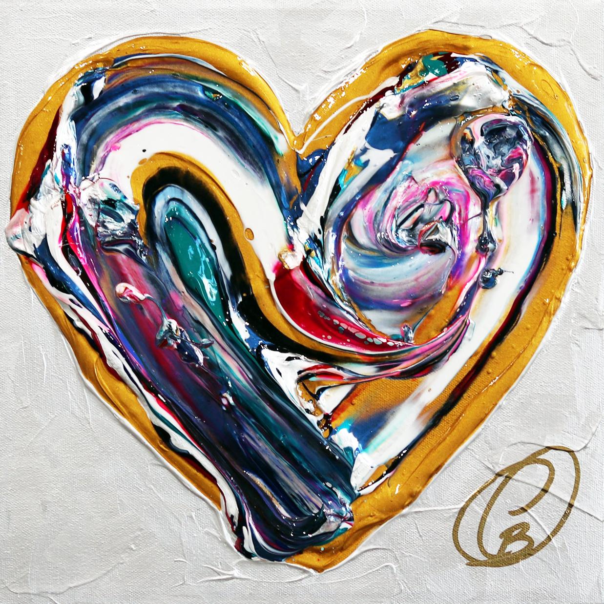 Cynthia Coulombe Bégin Figurative Painting - Romantic Heart - Impasto Thick Paint Original Artwork