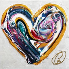 Heart romantique - Peinture épaisse d'origine d'une œuvre d'art