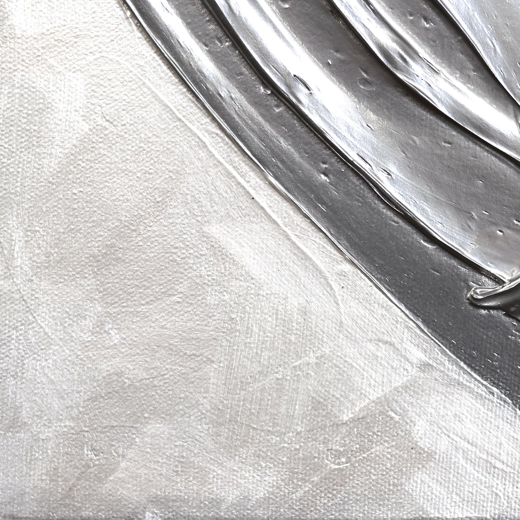 Shine Like A Star - Quadro originale a Impasto con cuore a trama argentata in vendita 2