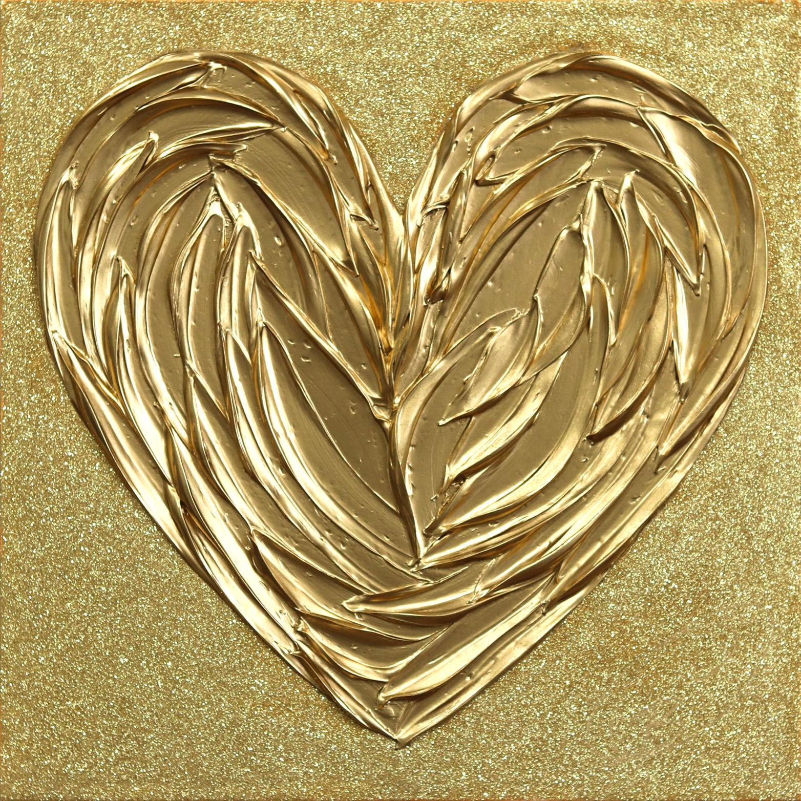 Cynthia Coulombe Bégin Abstract Painting - Shining Gold Love Heart