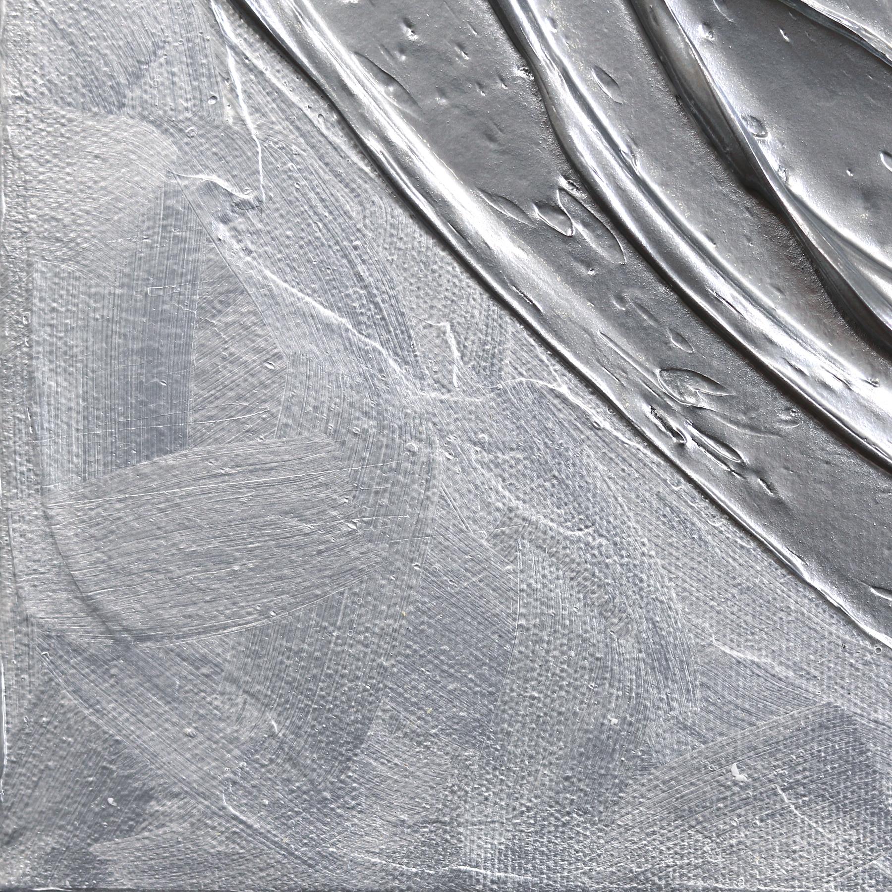 Silver Treasure - Impasto Original dicke Farbe strukturiertes Herz Kunstwerk auf Leinwand im Angebot 2
