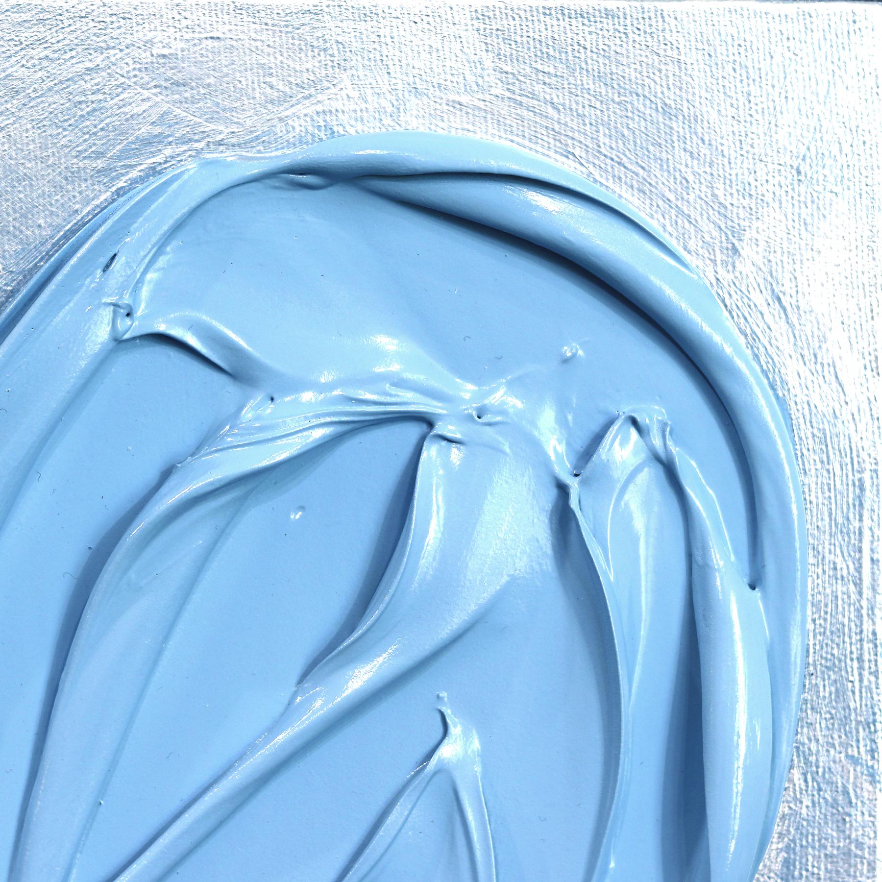 The Gentle Heart - Impasto Thick Paint Original Blue Textured Heart Artwork For Sale 1