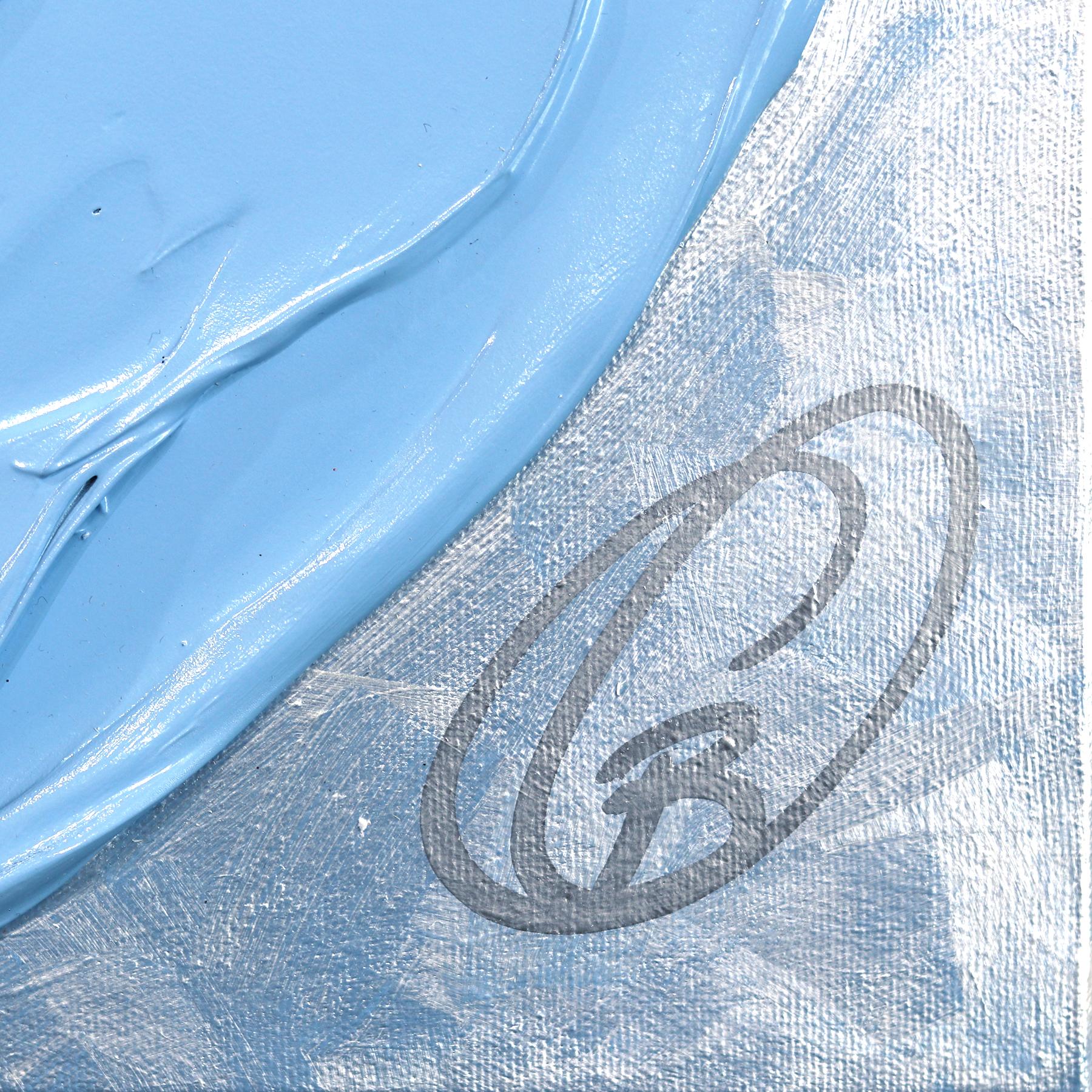 The Gentle Heart - Impasto Thick Paint Original Blue Textured Heart Artwork For Sale 4