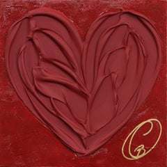 Heart - Peinture épaisse d'origine d'une œuvre d'art en velours