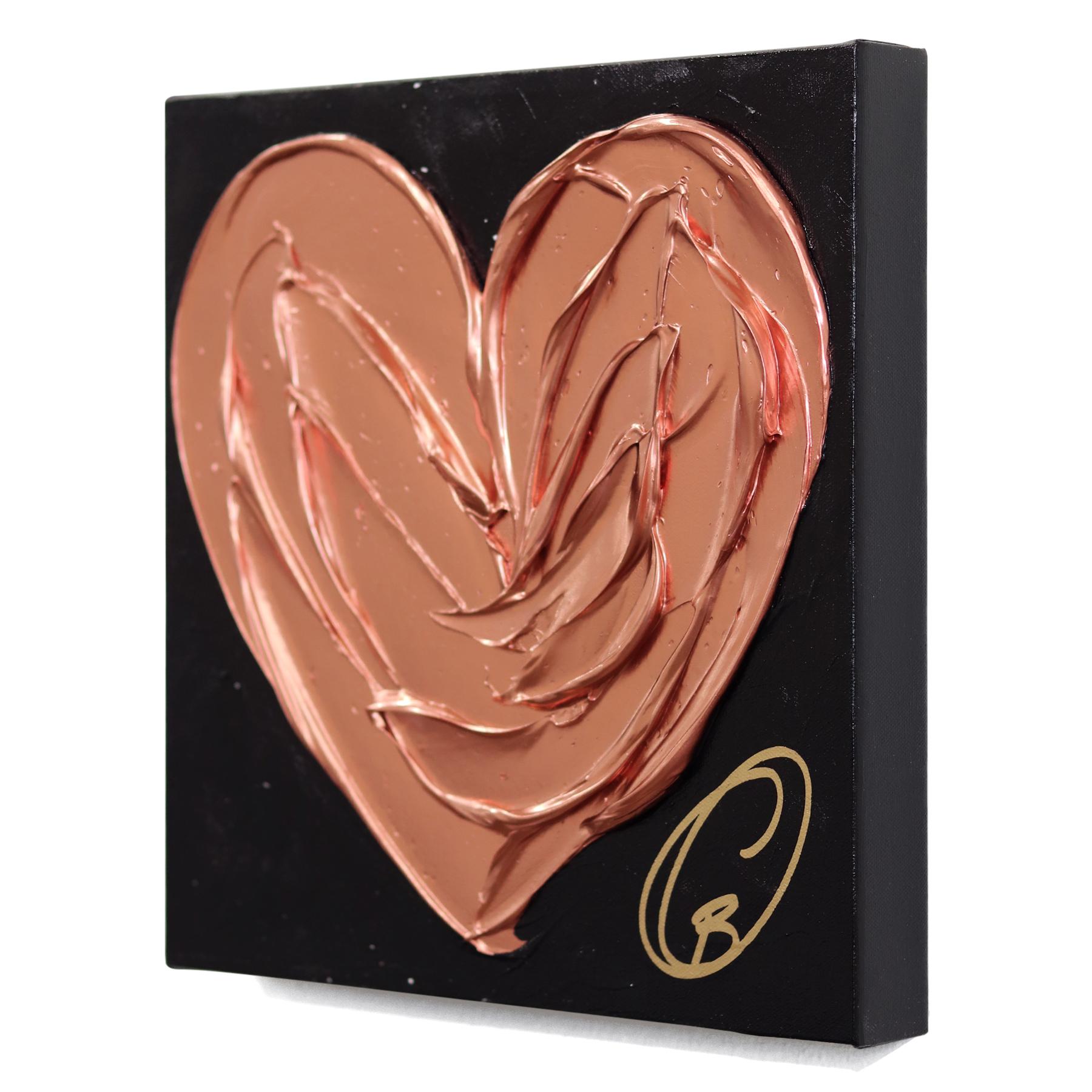 Where Love Begins - Impasto Thick Paint Original Metallic Textured Heart Artwork For Sale 3