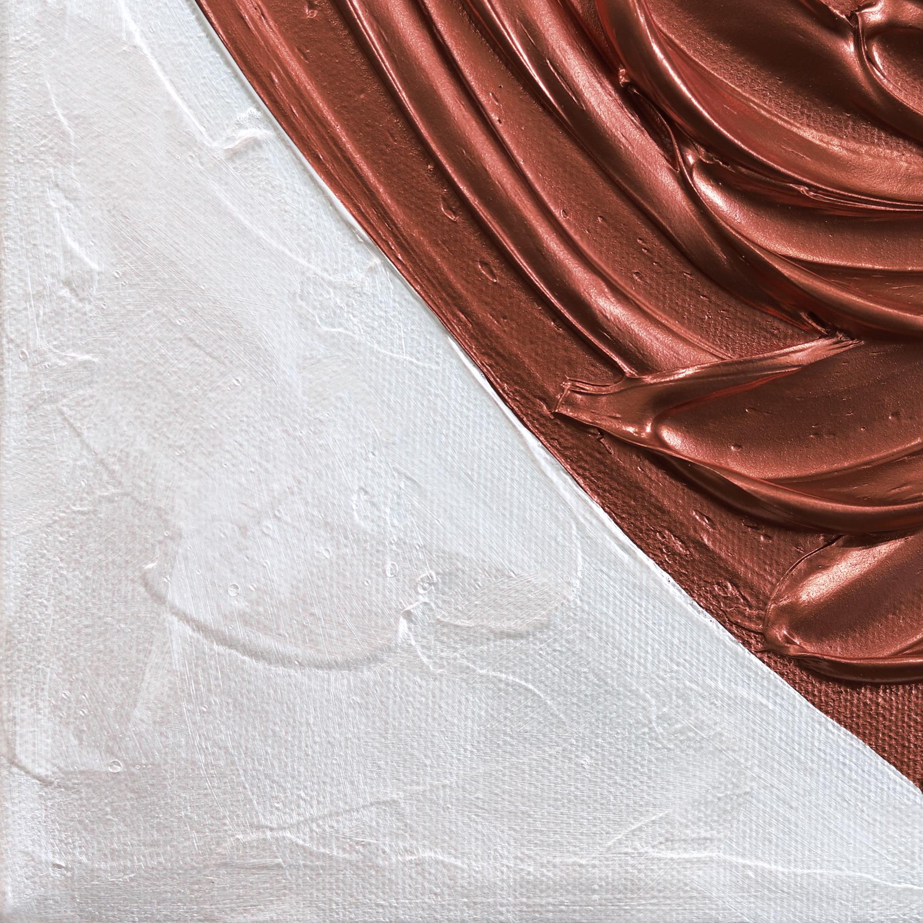 Whispers in Rose Gold - Impasto Original Thick Metallic Textured Heart Painting For Sale 4