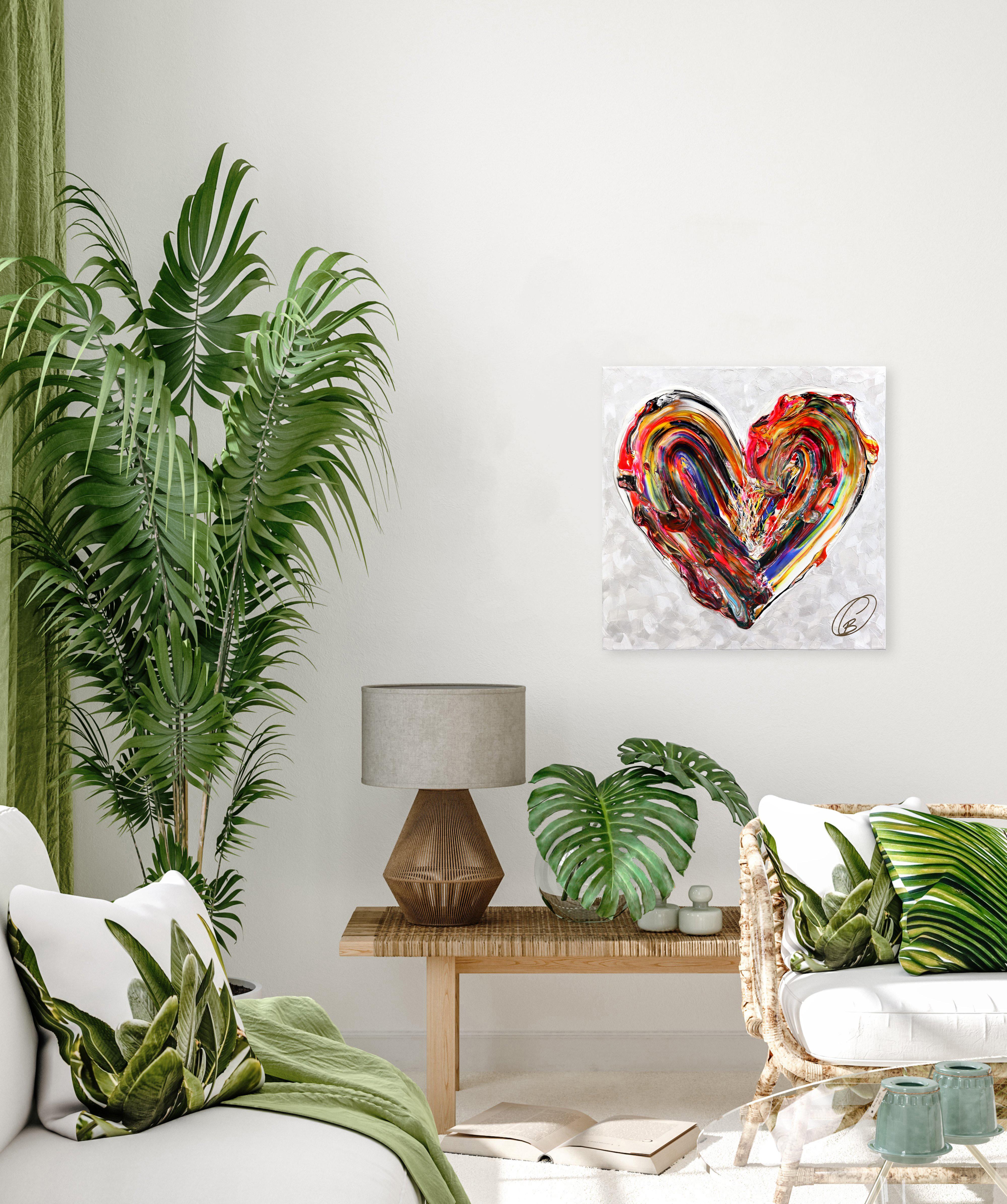 Vous êtes ce que j'attends - Peinture colorée en forme de cœur épais et colorée en vente 1