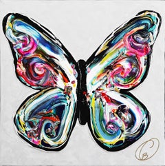 You Can Fly - Impasto Thick Paint Original Colorful Butterfly Artwork