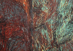 Savannah's Pot, Abstract Expressionist Woodcut by Cynthia Gallagher