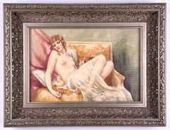 Young Nude Female Boudoir Scene Erotic Painting