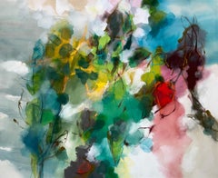 "Afternoon Deluge" - pittura astratta basata sulla natura - lirica - colorata - verde
