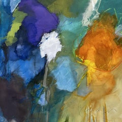 "Bluestone" - nature-based abstract painting - lyrical - colorful - orange