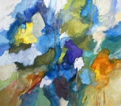 "Bluestone" - pittura astratta naturalistica - lirica - colorata - arancione