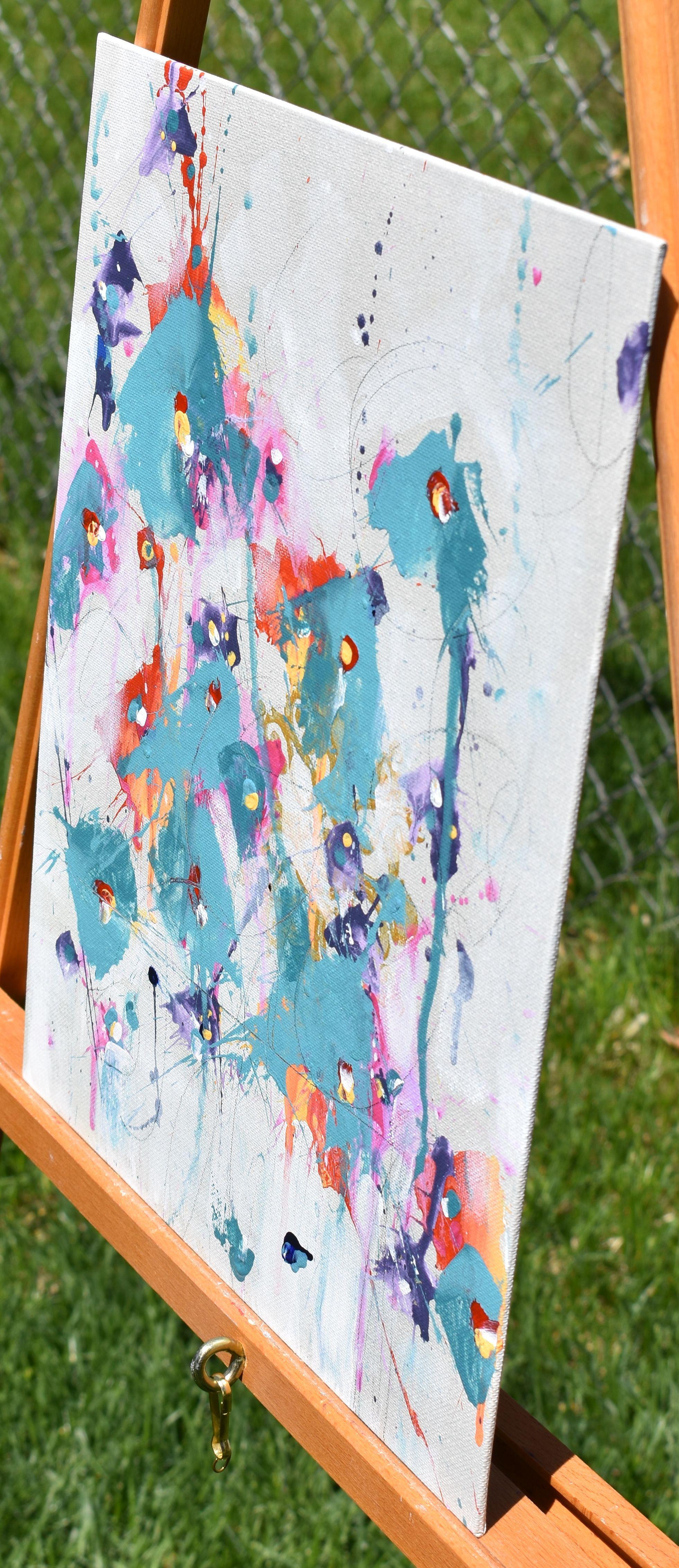 Garden Serenade, Mixed Media on MDF Panel - Abstract Mixed Media Art by Cynthia  Ligeros