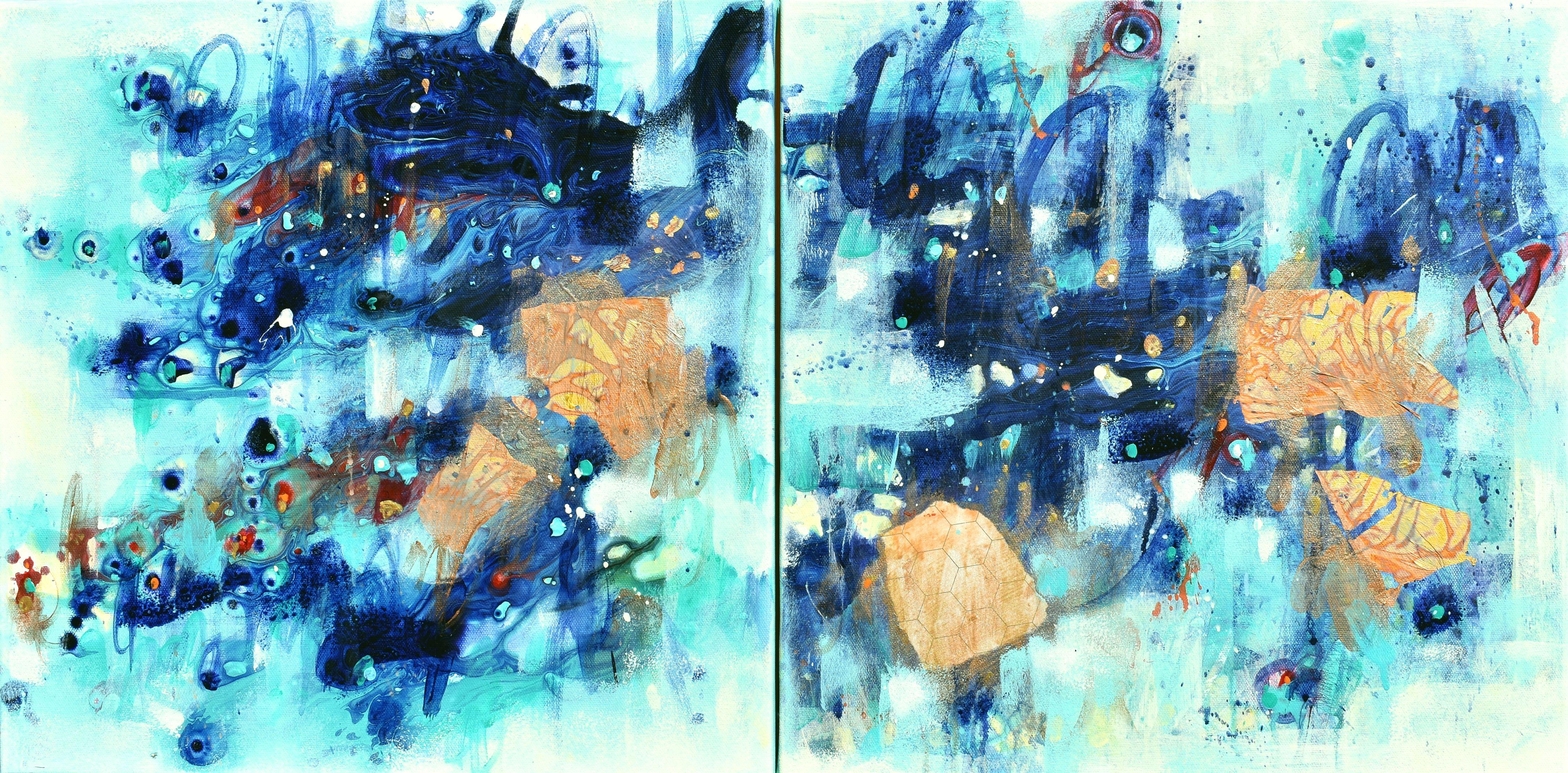Acceptance, Gemälde, Acryl auf Leinwand (Blau), Abstract Painting, von Cynthia  Ligeros