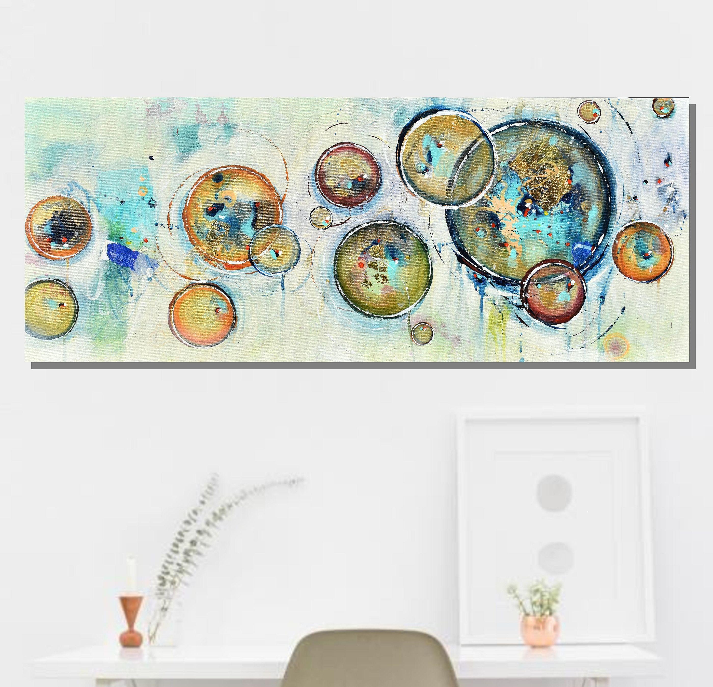 Herbst Eclipse, Gemälde, Acryl auf Leinwand (Grau), Abstract Painting, von Cynthia  Ligeros