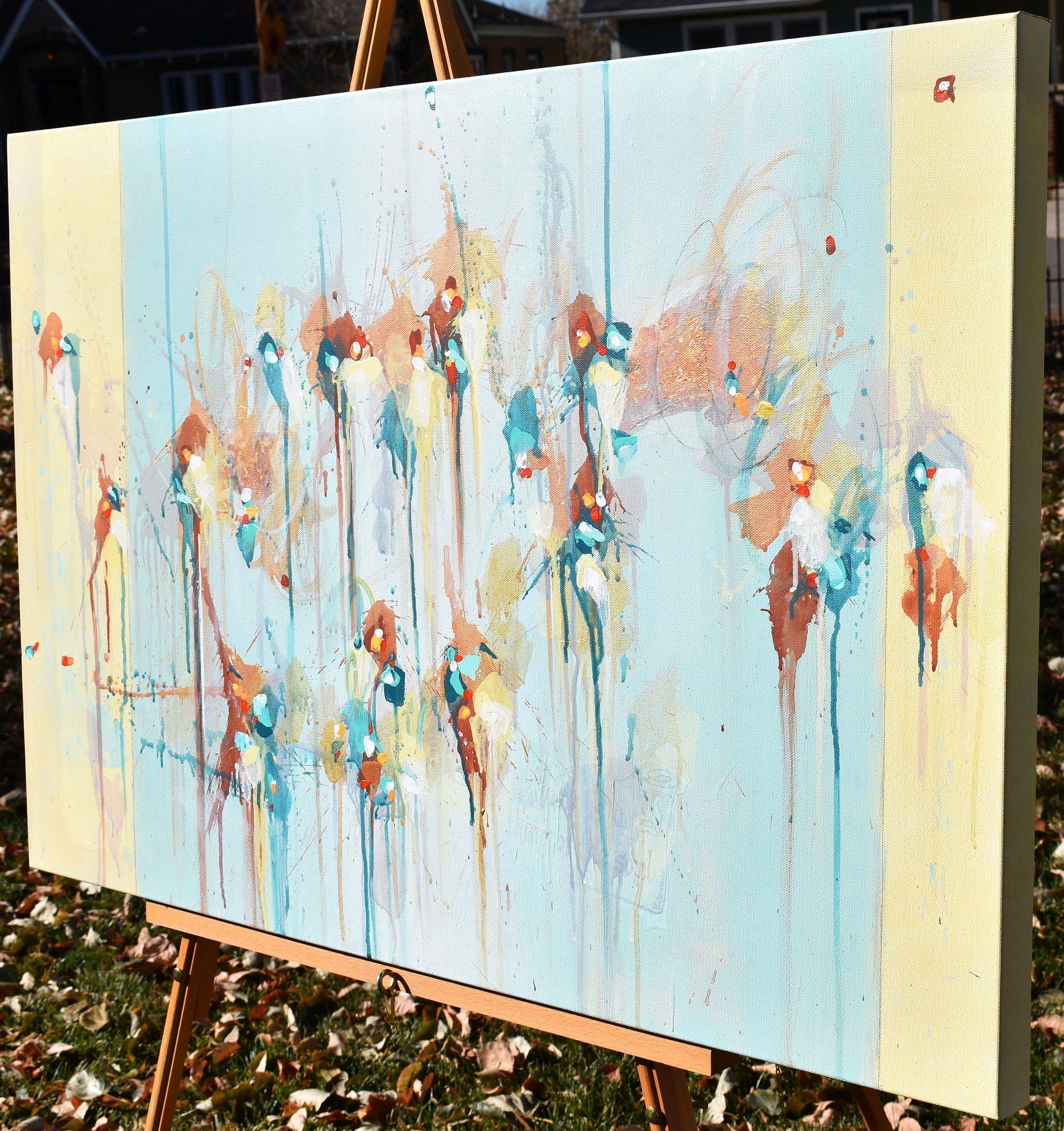 Beautiful Beginnings, Painting, Acrylic on Canvas - Gray Abstract Painting by Cynthia  Ligeros