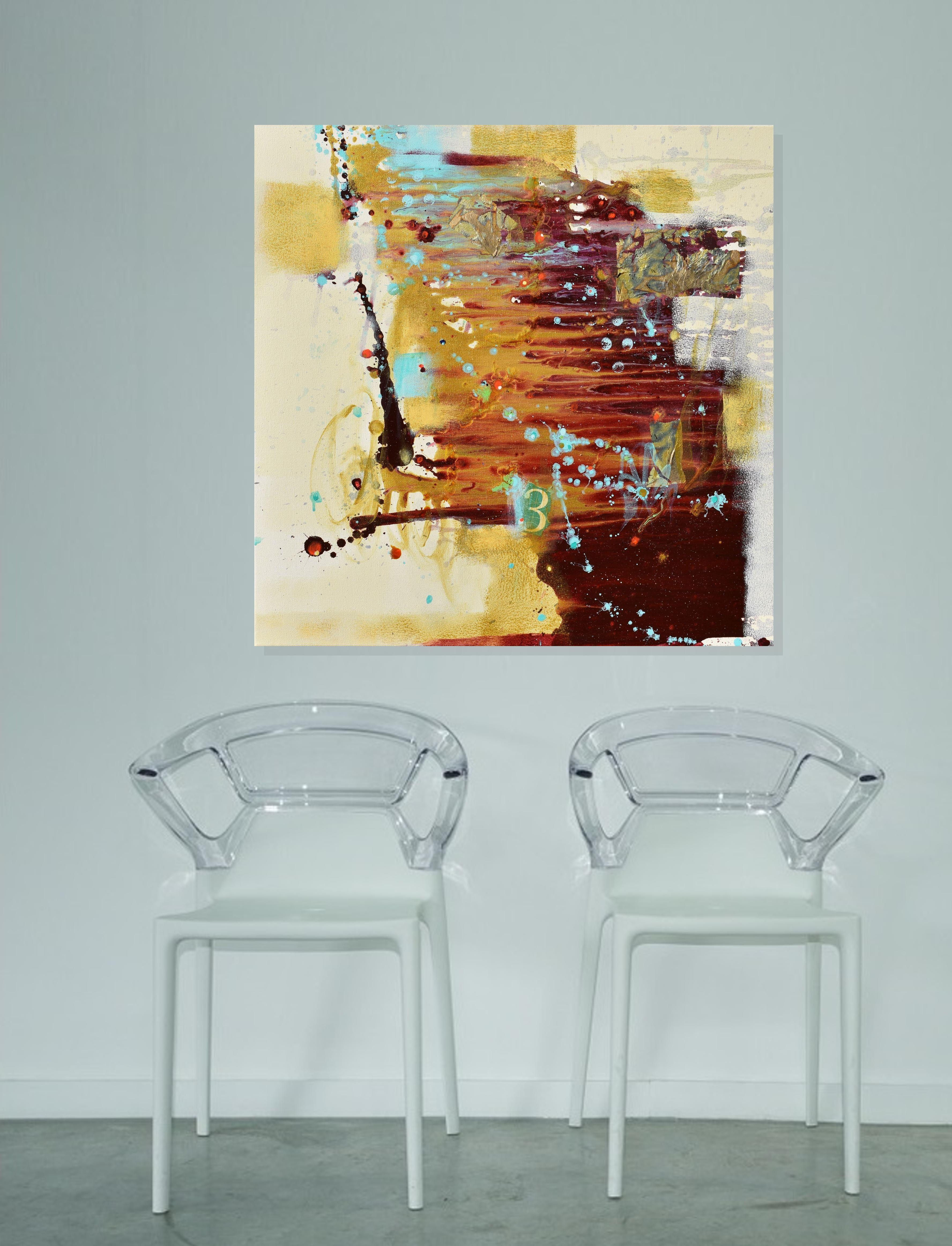 Between The Shadows, Gemälde, Acryl auf Leinwand (Beige), Abstract Painting, von Cynthia  Ligeros