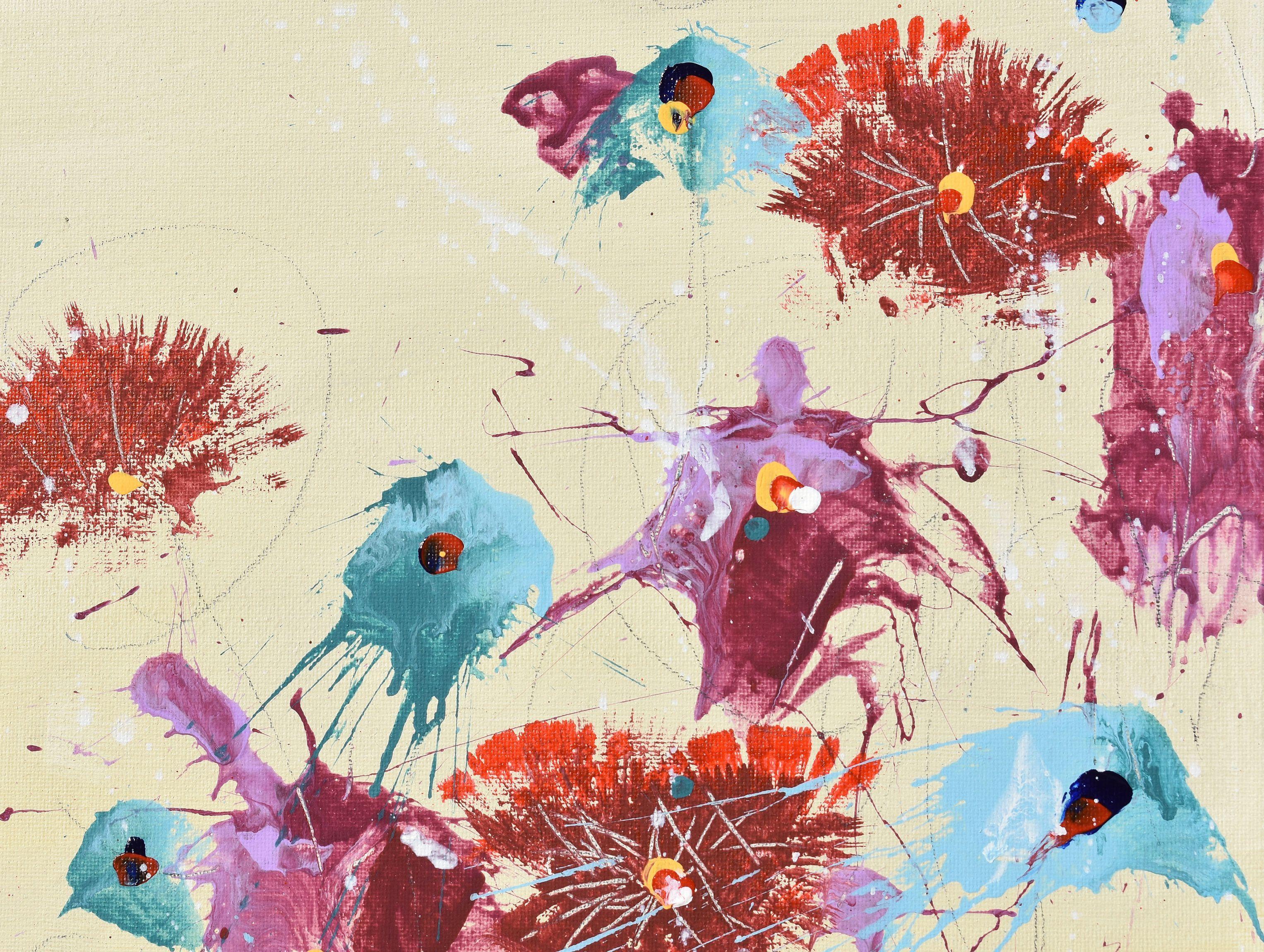 Fleurs de Gratitude (Flowers of Gratitude), Gemälde, Acryl auf MDF-Tafel (Abstrakt), Painting, von Cynthia  Ligeros