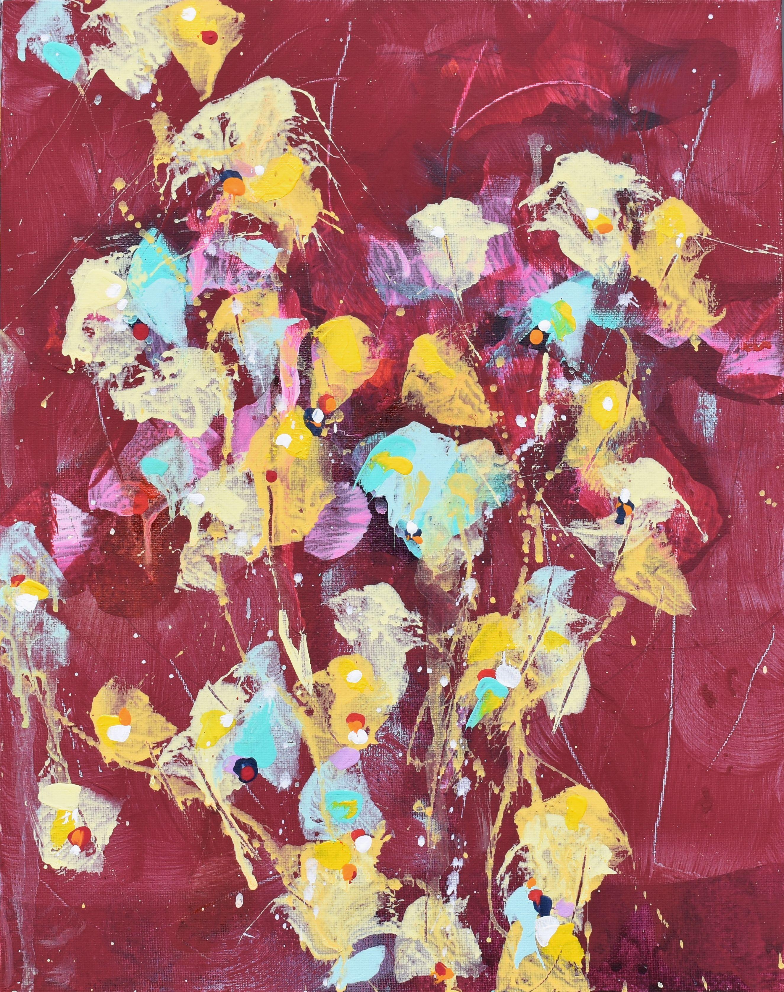 Forsythia In Bloom, Painting, Acrylic on MDF Panel
