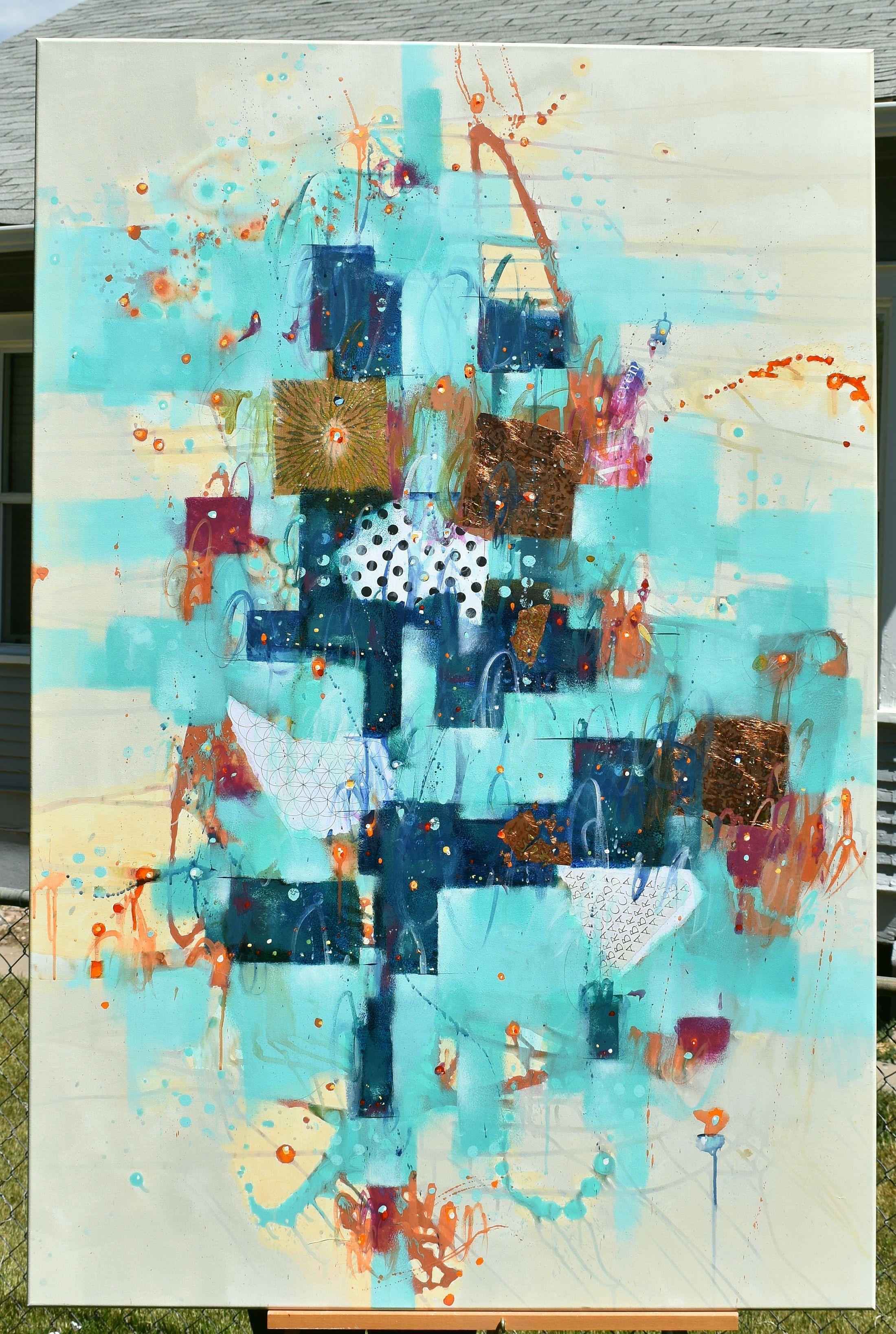 Gleam of The Flower Moon, Painting, Acrylic on Canvas For Sale 1