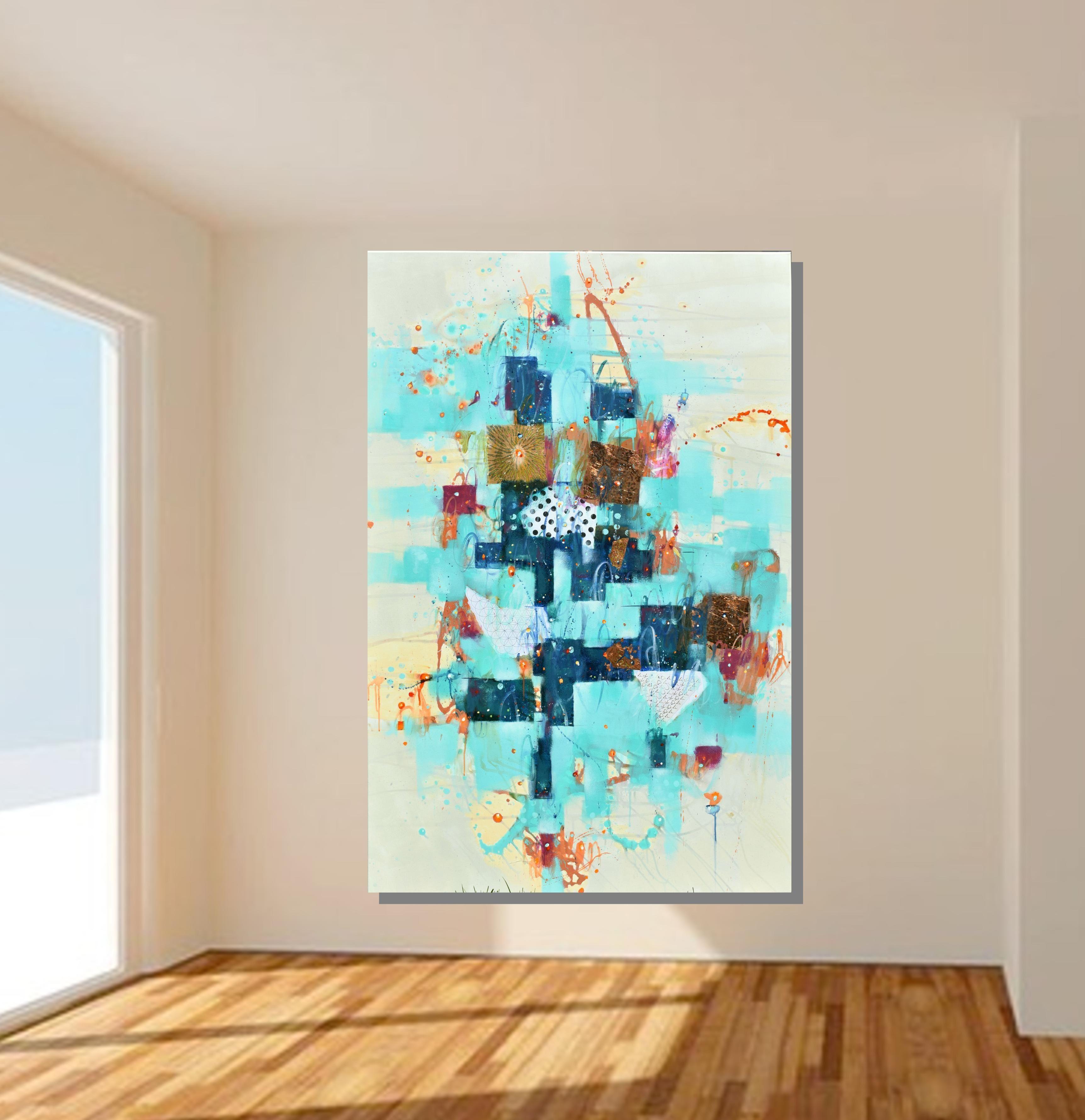 Gleam of The Flower Moon, Painting, Acrylic on Canvas For Sale 2