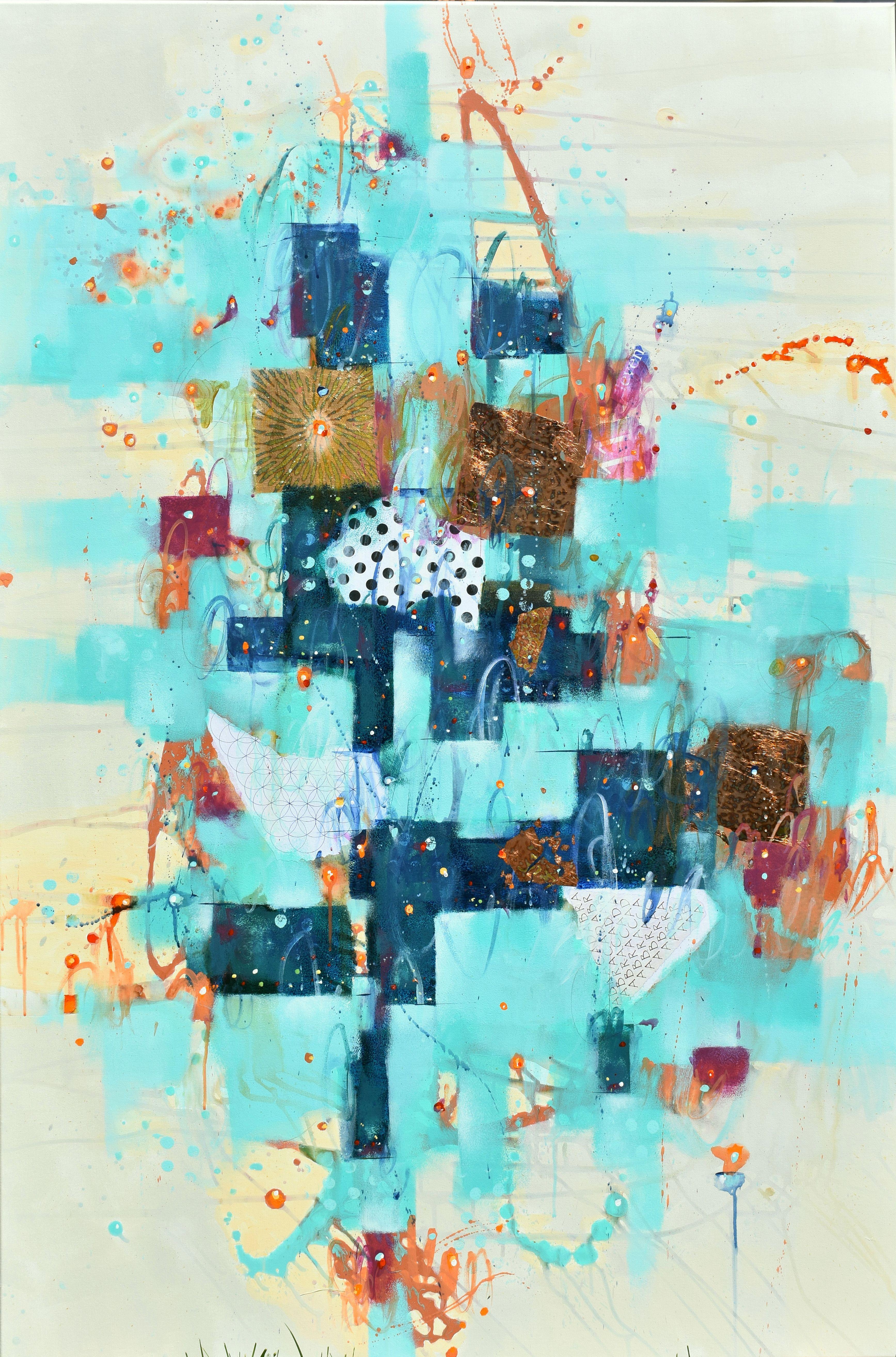 Gleam of The Flower Moon, Gemälde, Acryl auf Leinwand