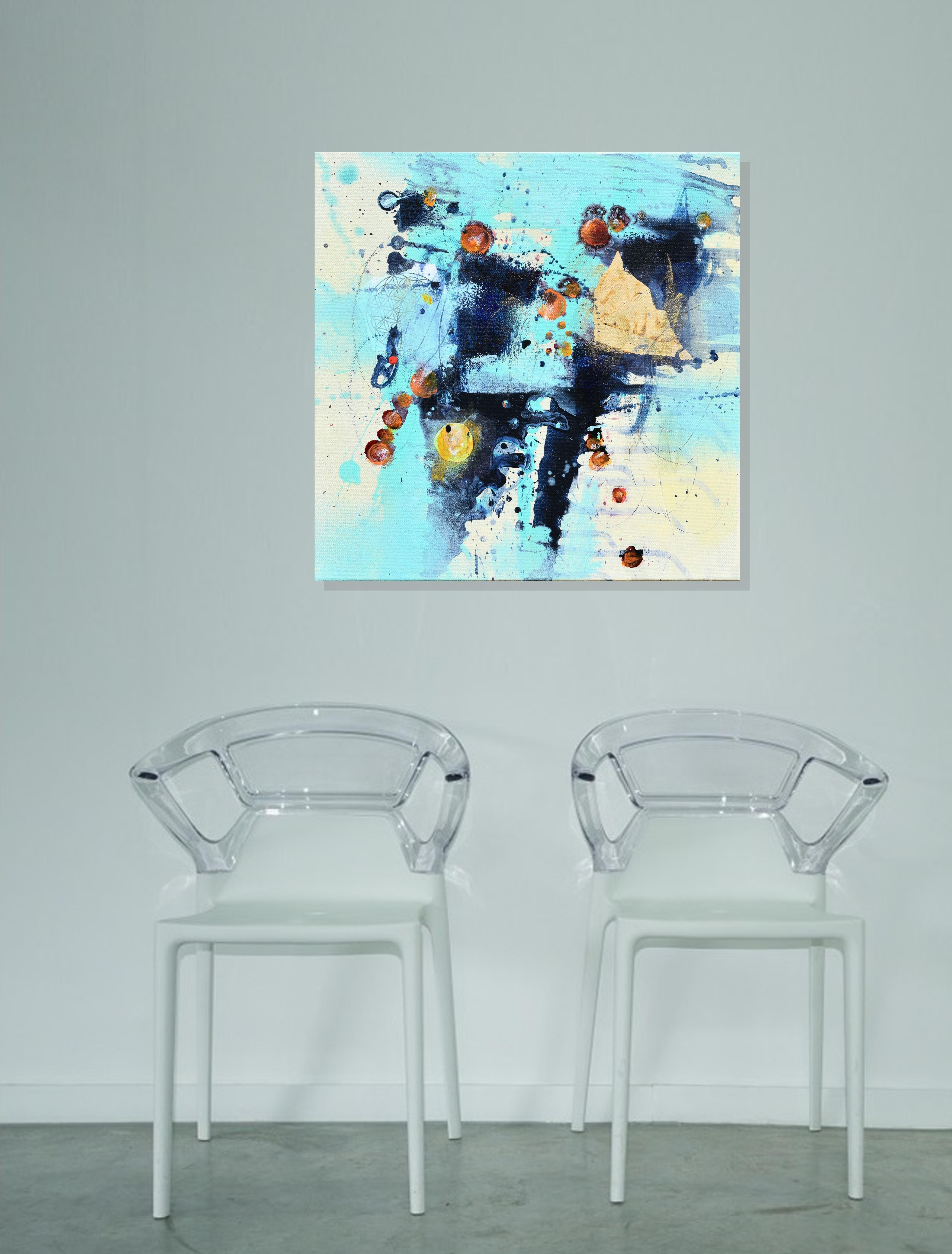 Glimmer der Hoffnung, Gemälde, Acryl auf Leinwand (Blau), Abstract Painting, von Cynthia  Ligeros