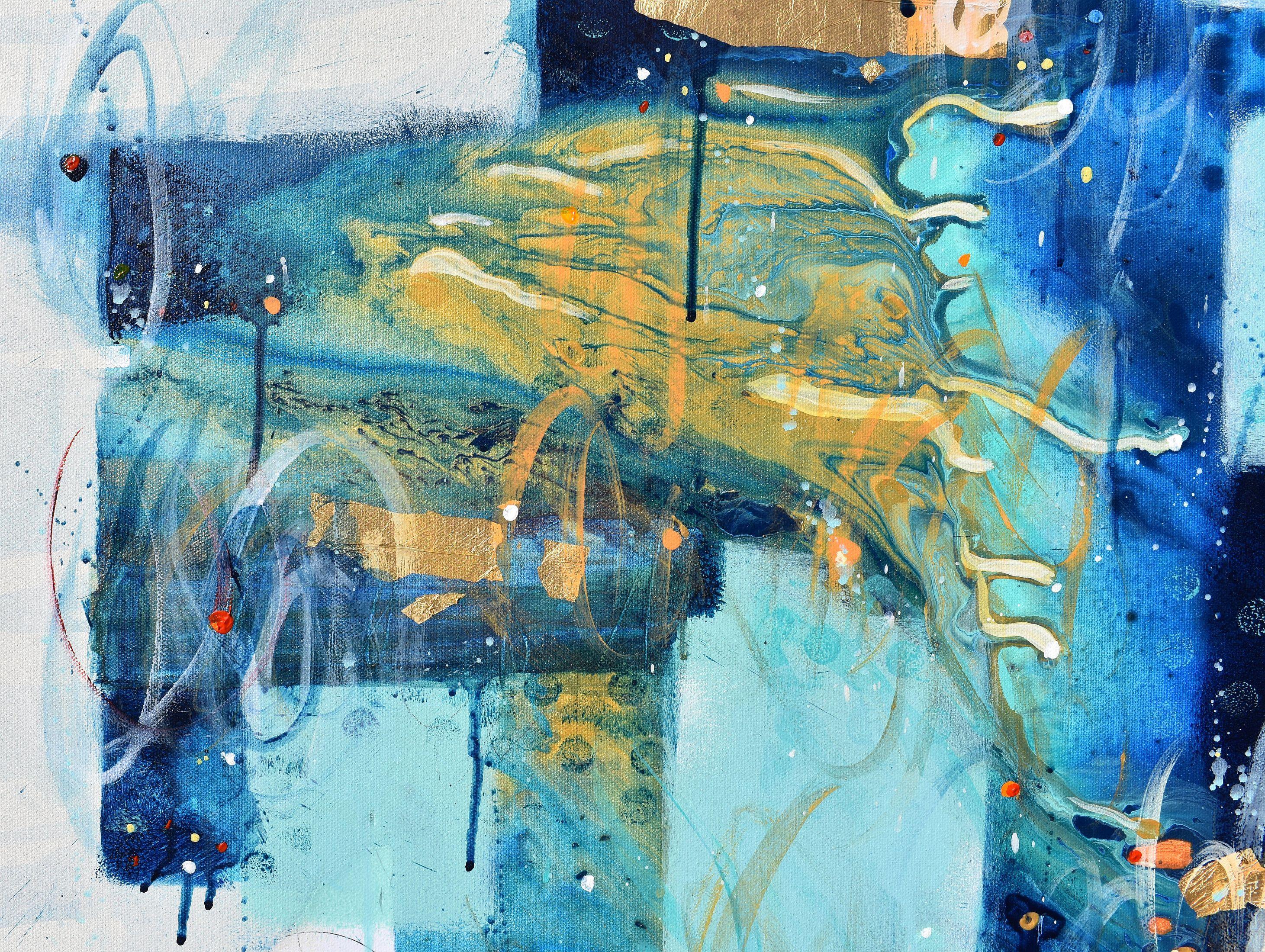 Glow of The Long Night's Moon - Abstract art - 36 x 48 IN / 91 x 122 CM - Abstract Mixed Media on Canvas    Inspired by the enchanting December moon, also known as the Long Night's Moon, I tried to capture the interplay of light and darkness during