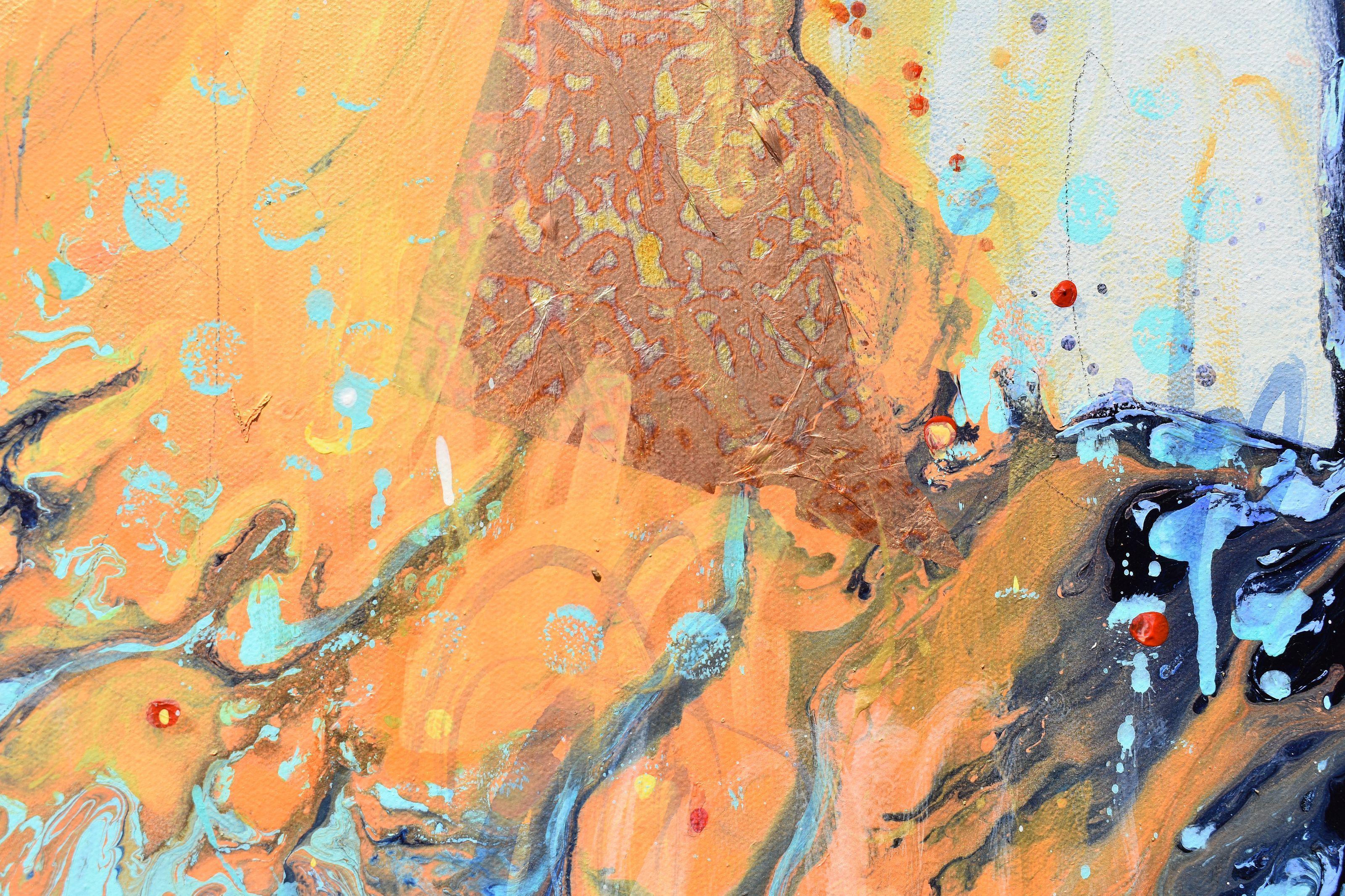 Heart of Compassion - Abstrakte Kunst - 20 x 20 IN, Gemälde, Acryl auf Leinwand (Beige), Abstract Painting, von Cynthia  Ligeros