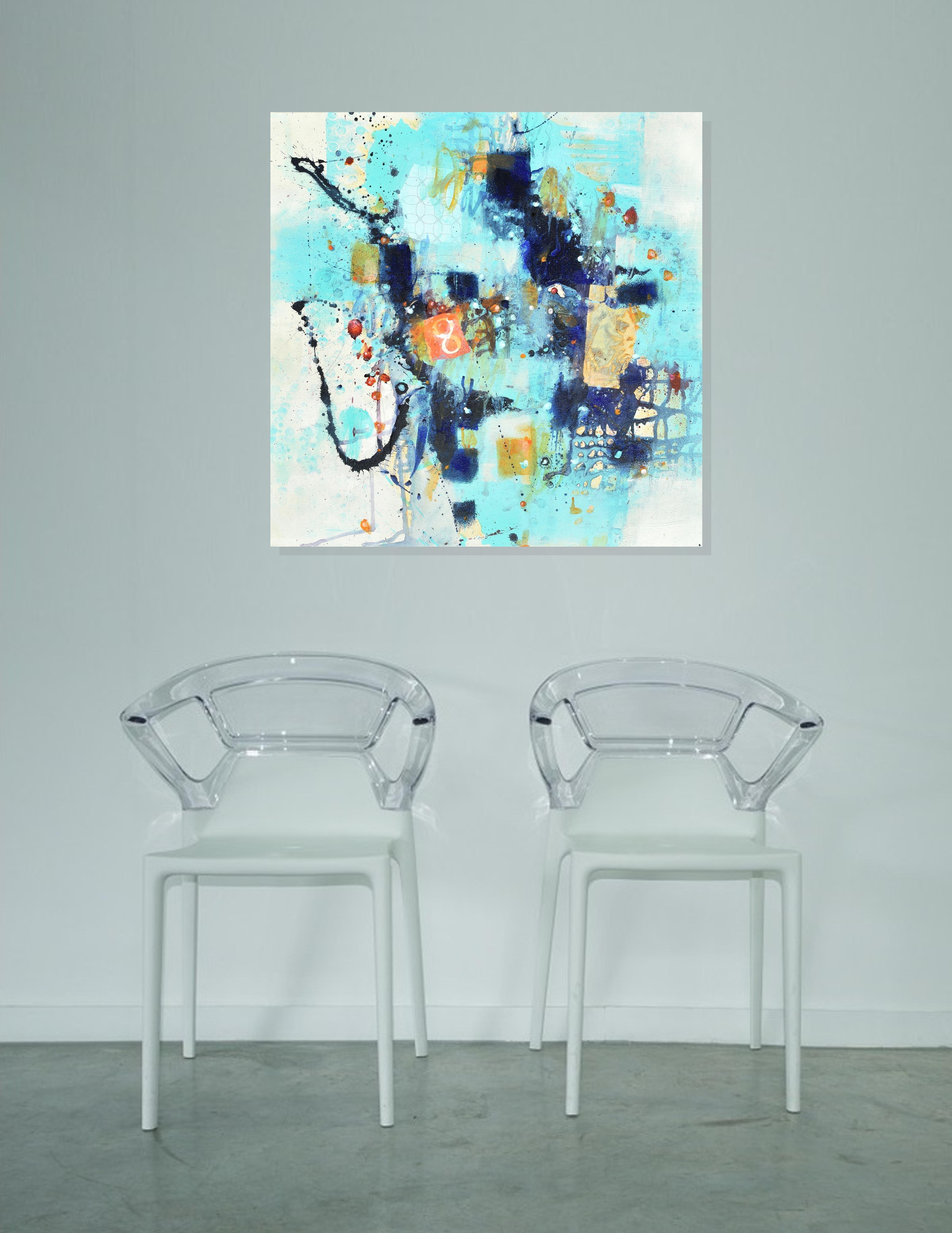 Let Silence Speak, Gemälde, Acryl auf Leinwand (Blau), Abstract Painting, von Cynthia  Ligeros