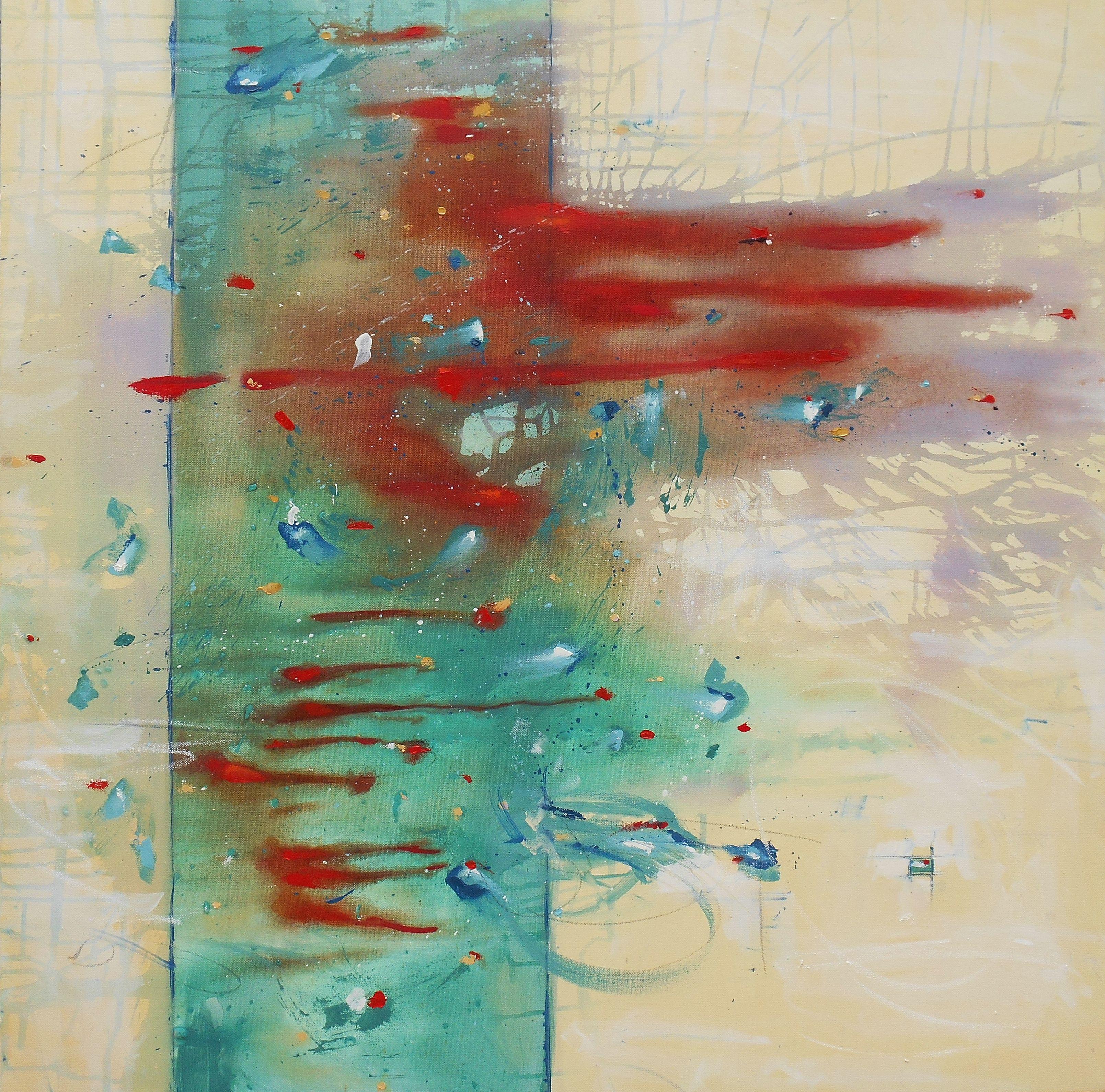 Abstract Painting di Cynthia  Ligeros - La leggerezza della notte, Pittura, Olio su tela